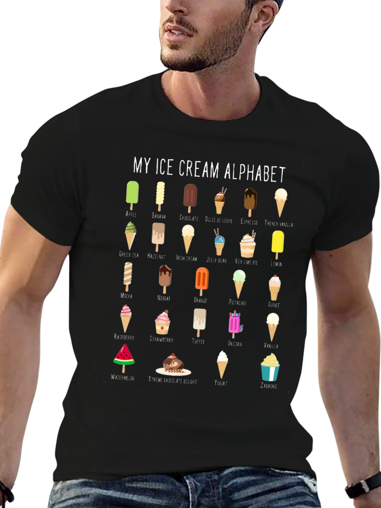 Ice Cream Alphabet T-Shirt - Fun Foodie Tee