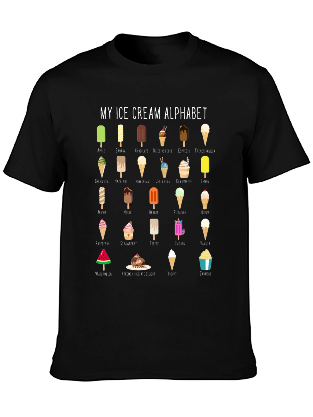 Ice Cream Alphabet T-Shirt - Fun Foodie Tee