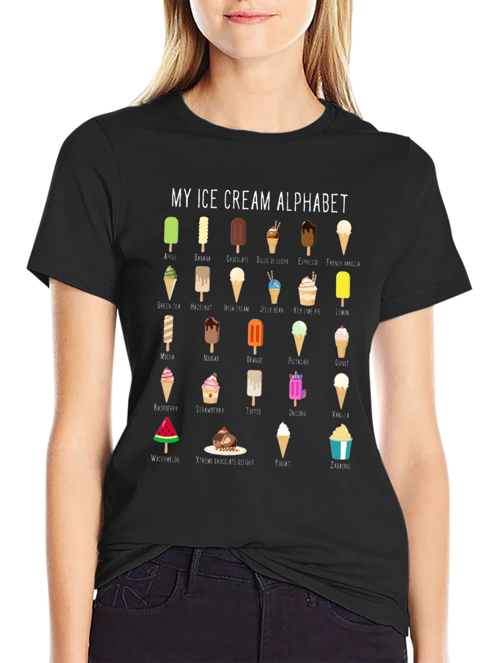 Ice Cream Alphabet T-Shirt - Fun Foodie Tee