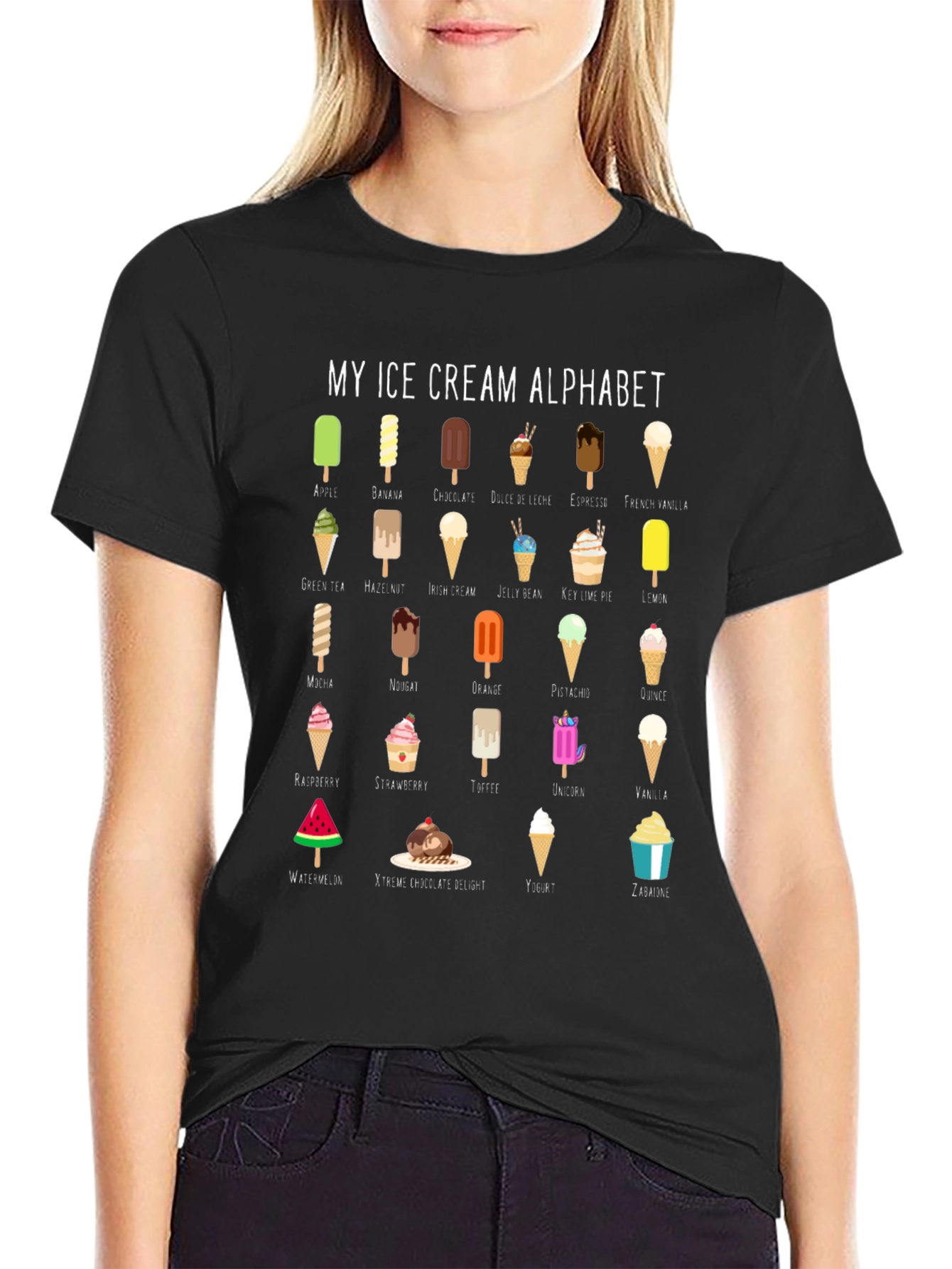 Ice Cream Alphabet T-Shirt - Fun Foodie Tee