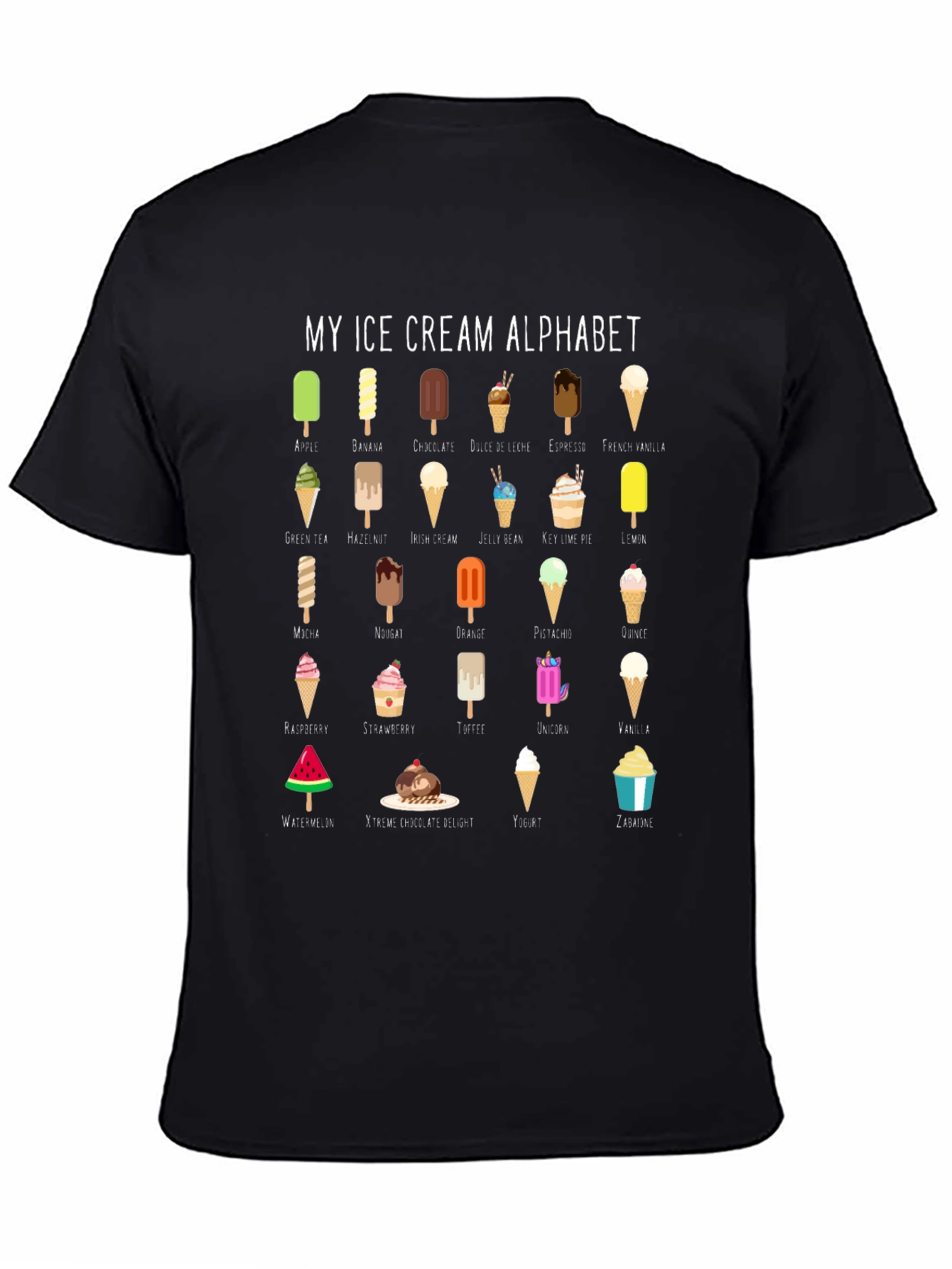 Ice Cream Alphabet T-Shirt - Fun Foodie Tee