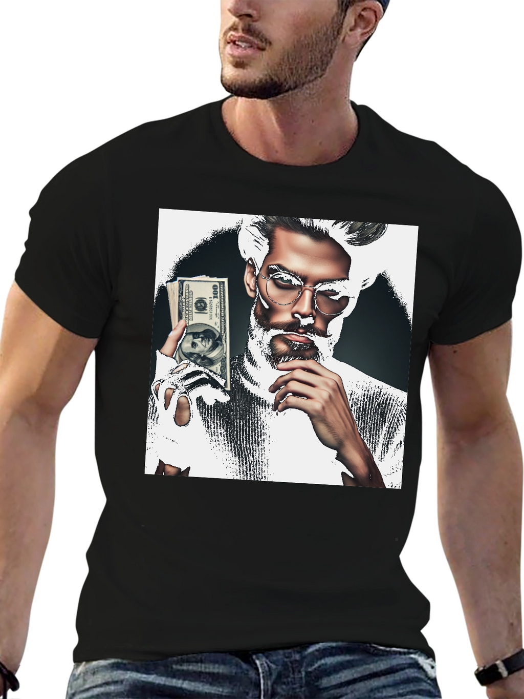Stylish Graphic Tee - Man with Money