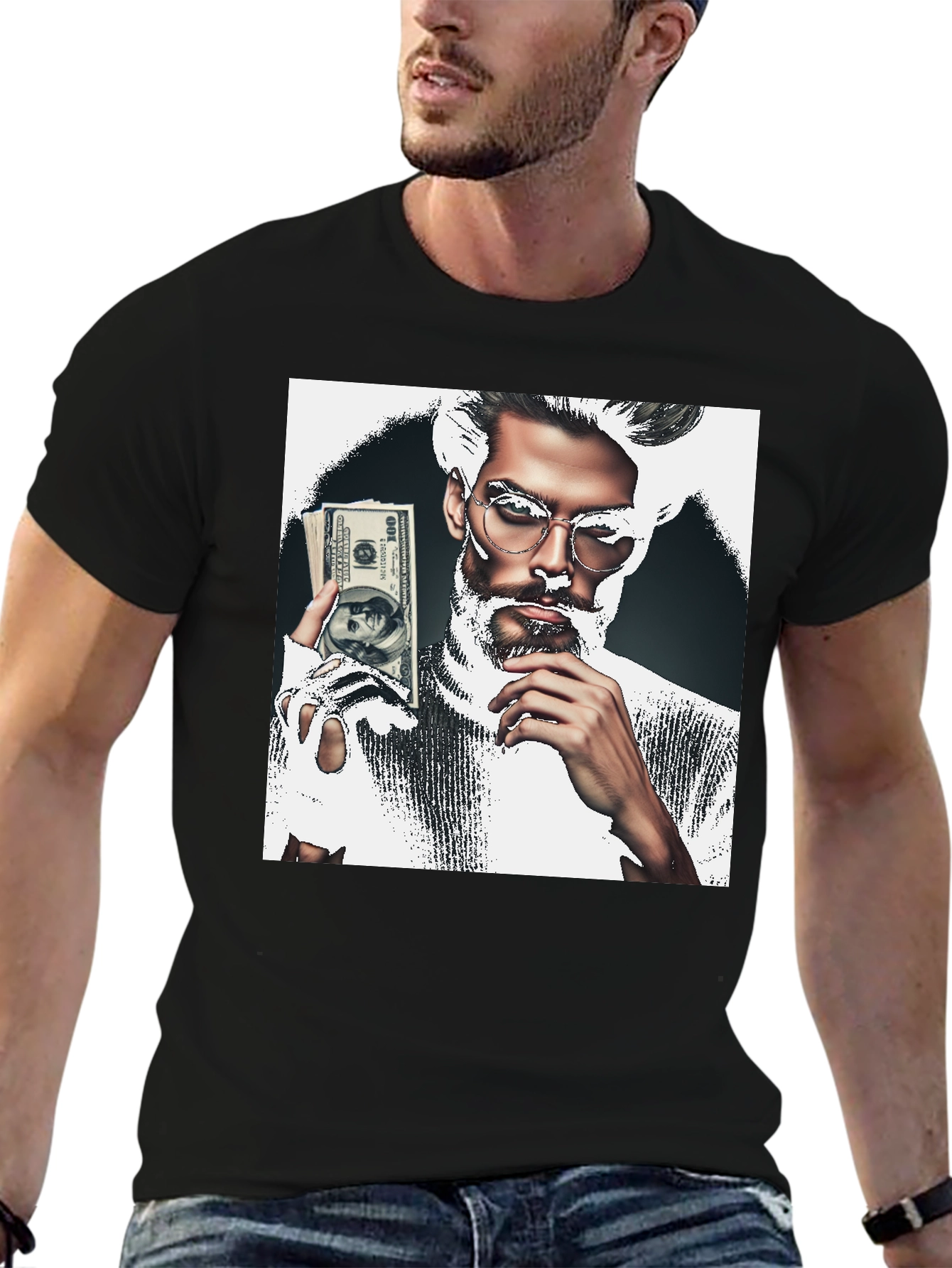 Stylish Graphic Tee - Man with Money