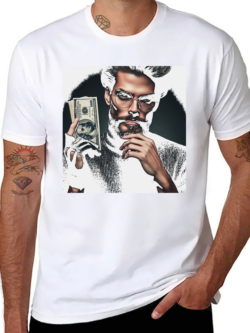 Stylish Graphic Tee - Man with Money