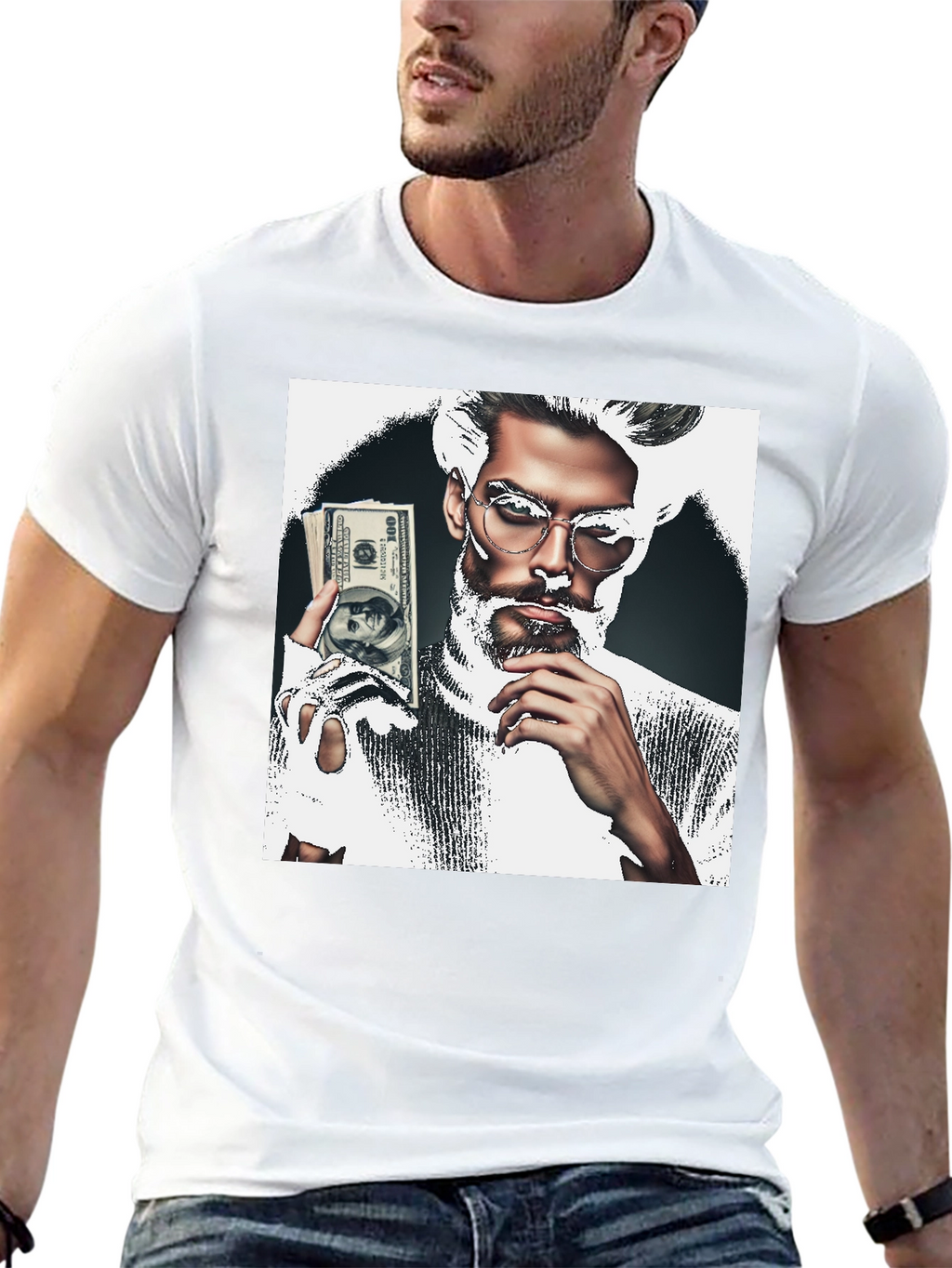 Stylish Graphic Tee - Man with Money