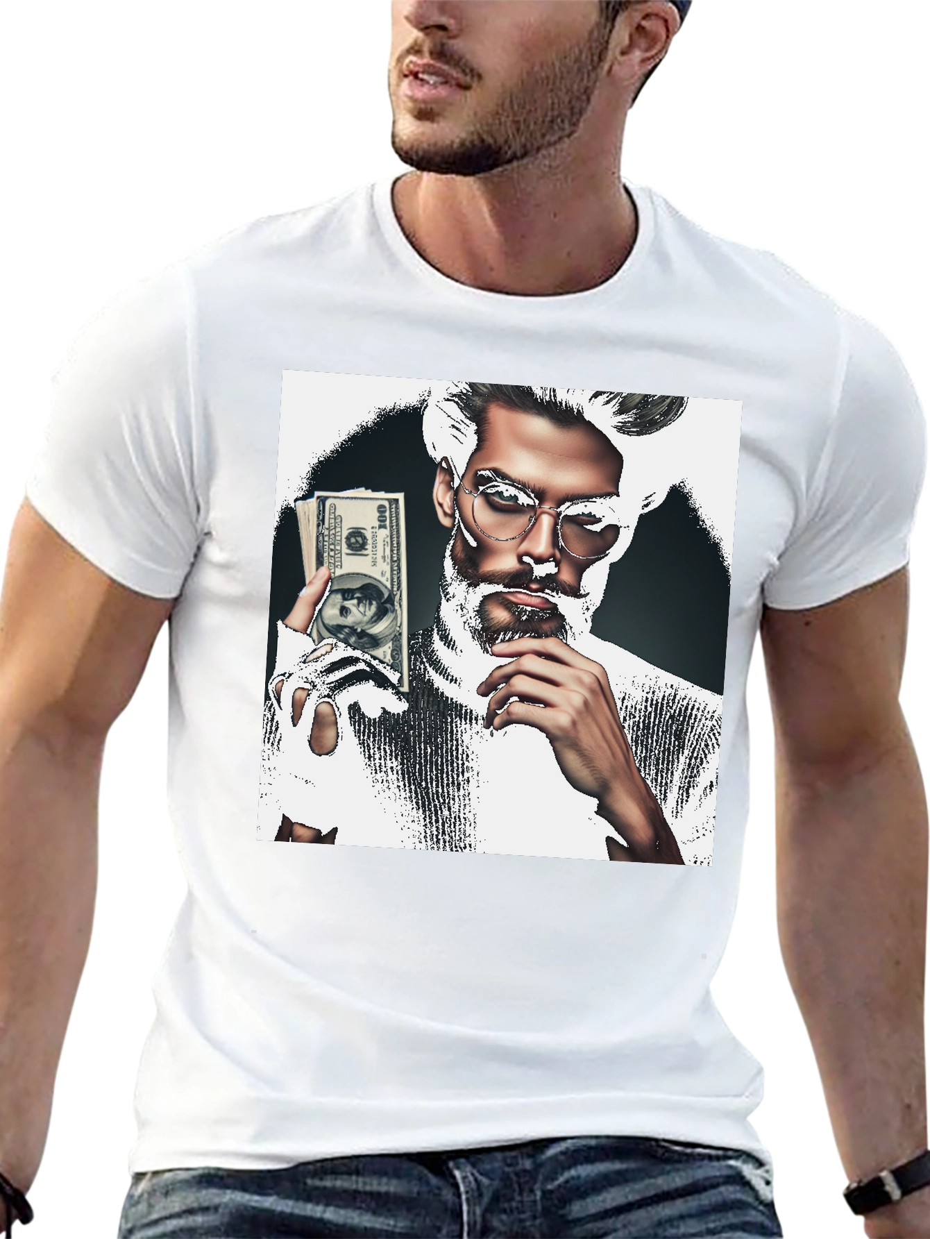 Stylish Graphic Tee - Man with Money