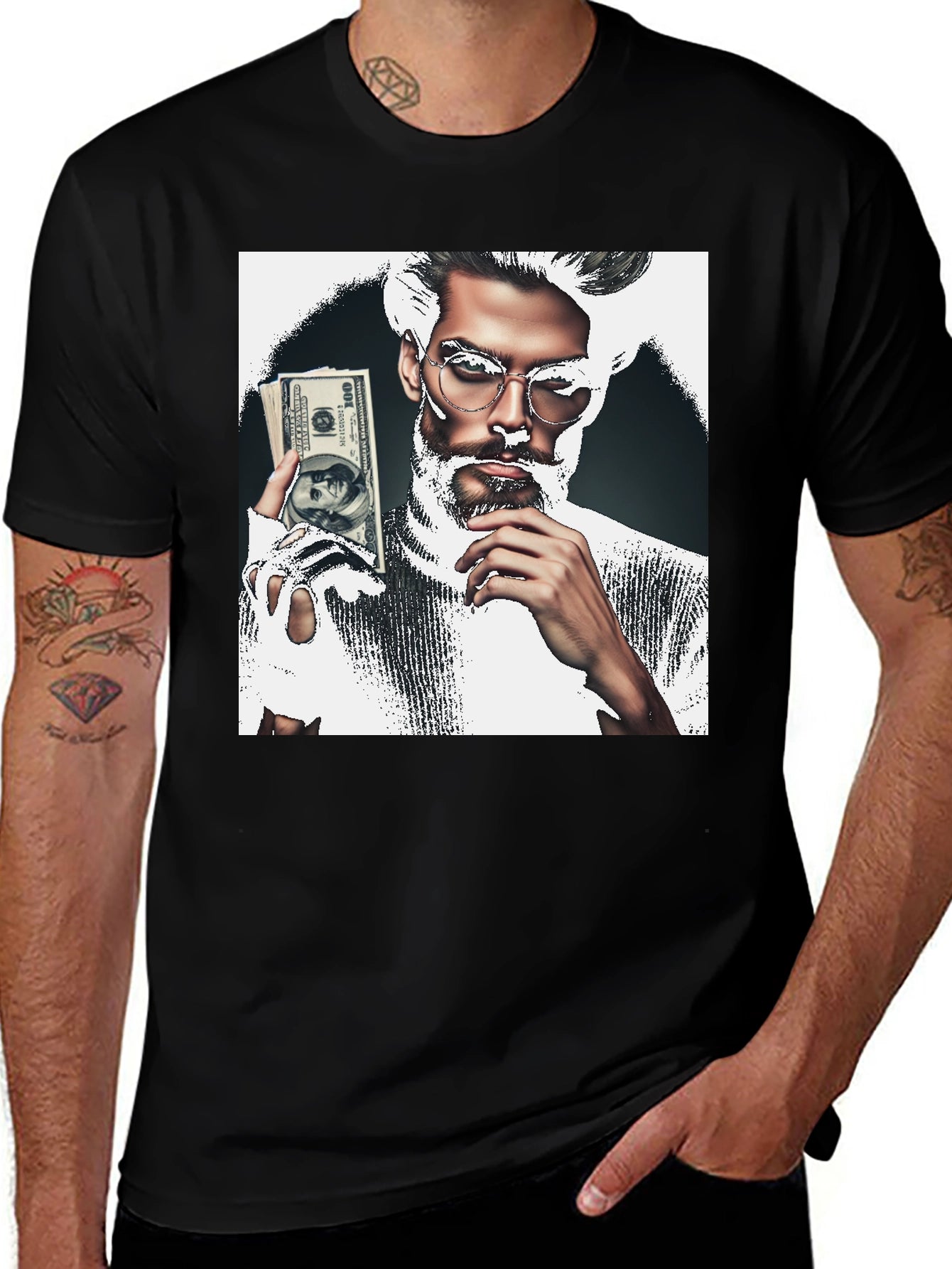 Stylish Graphic Tee - Man with Money