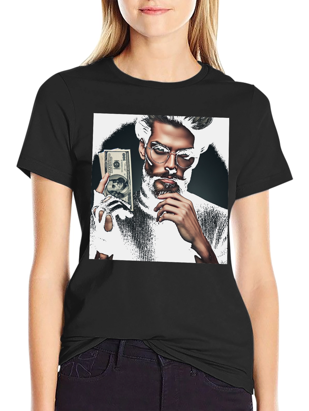 Stylish Graphic Tee - Man with Money