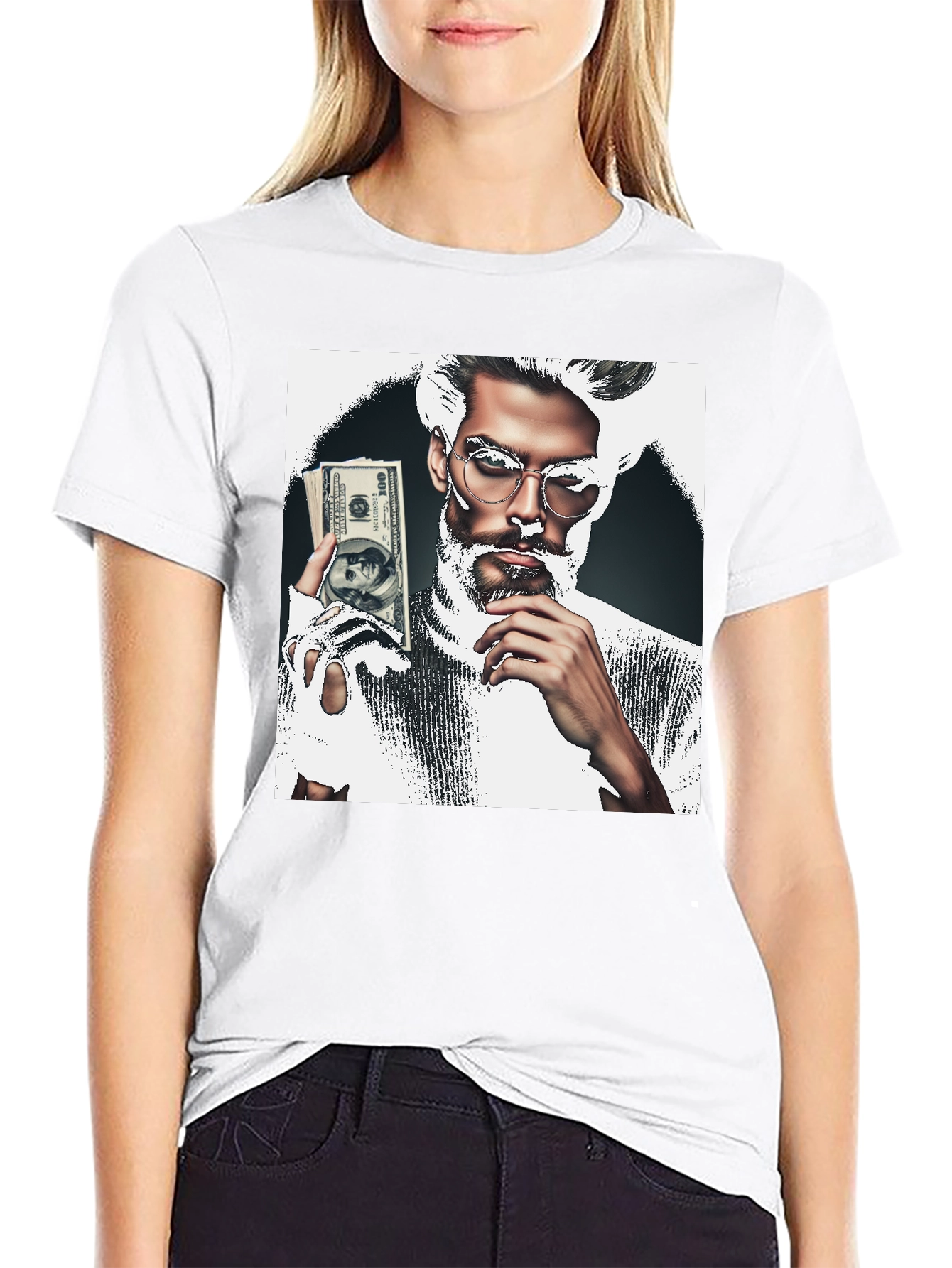 Stylish Graphic Tee - Man with Money