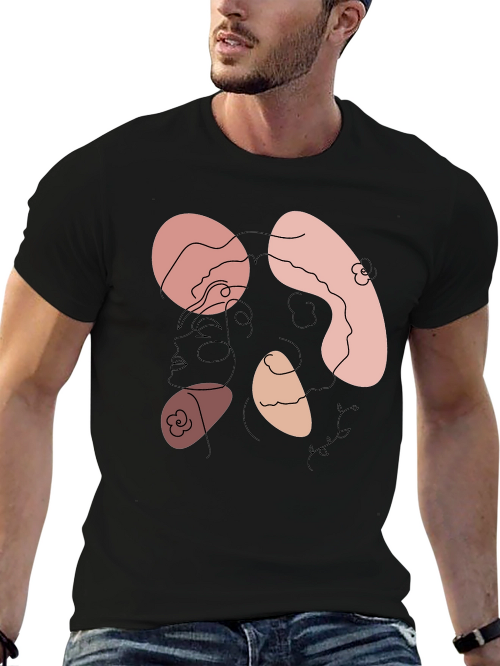 Abstract Face Graphic Tee - Modern Art Shirt