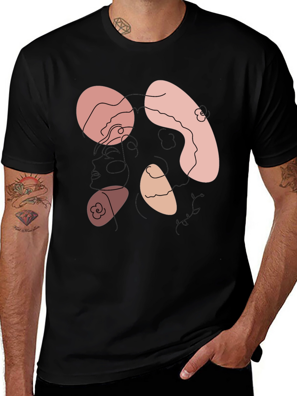 Abstract Face Graphic Tee - Modern Art Shirt