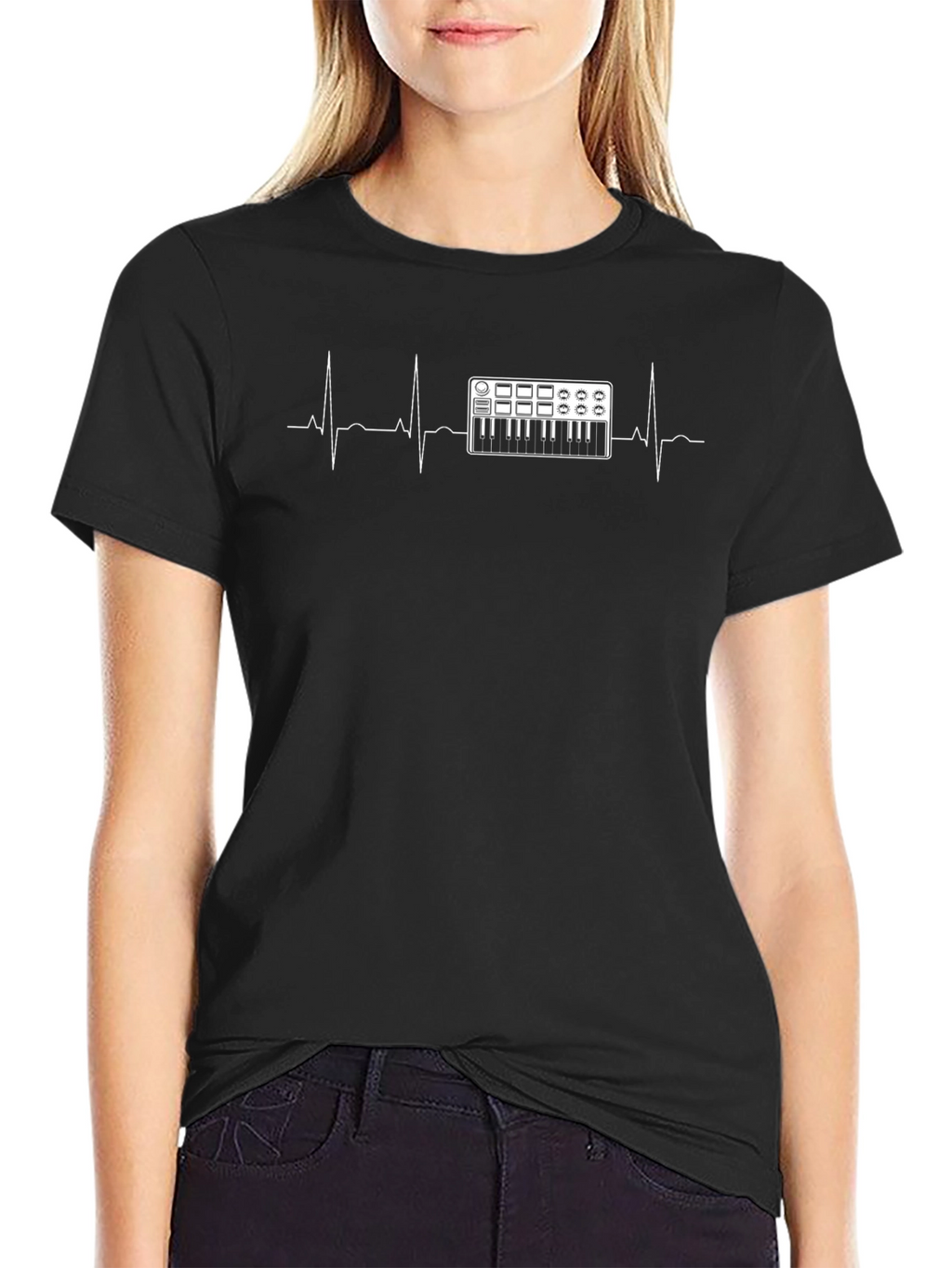DJ Heartbeat Graphic Tee - Black Cotton T-Shirt