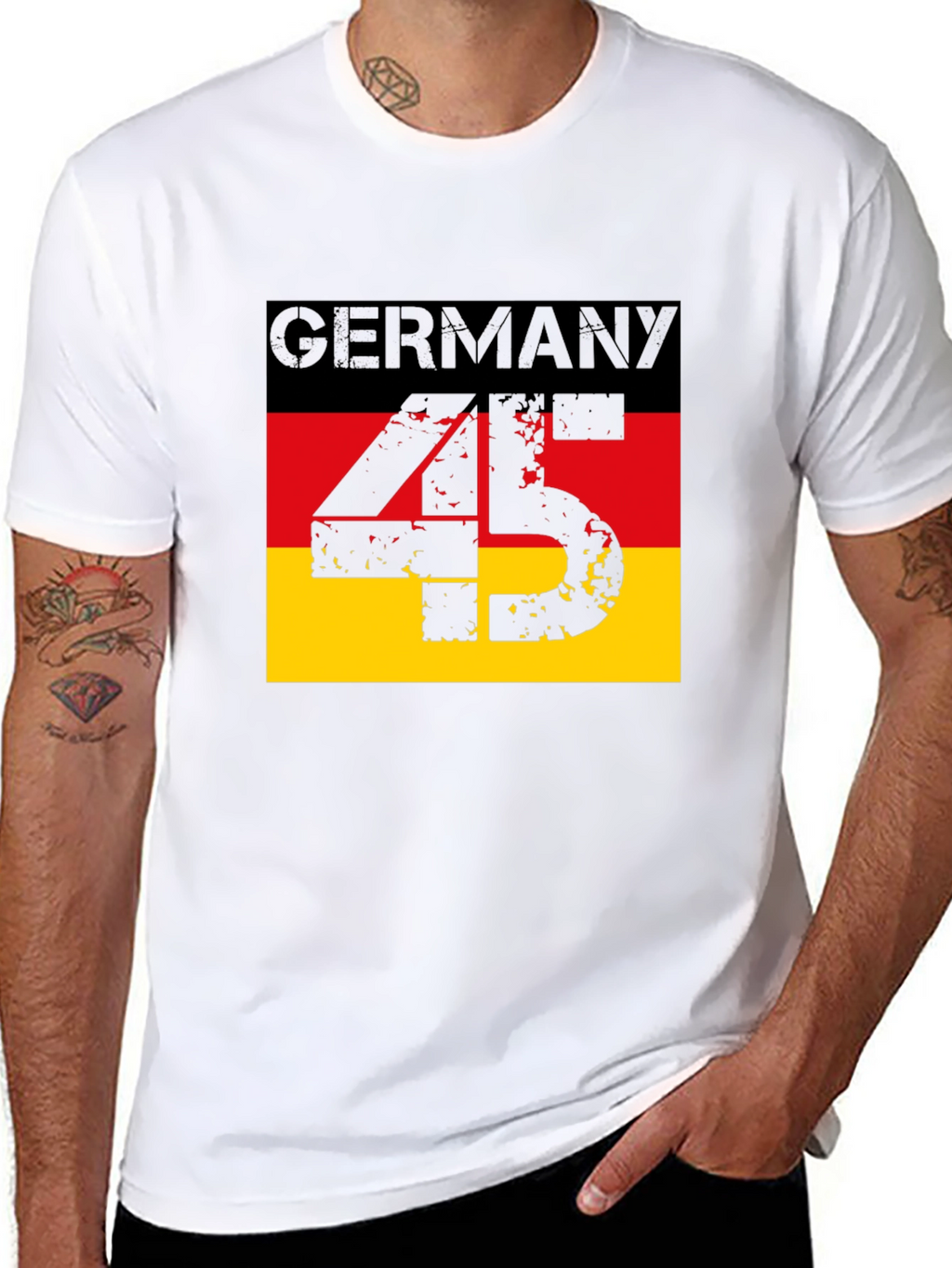 Germany Flag T-Shirt - Distressed 45 Design