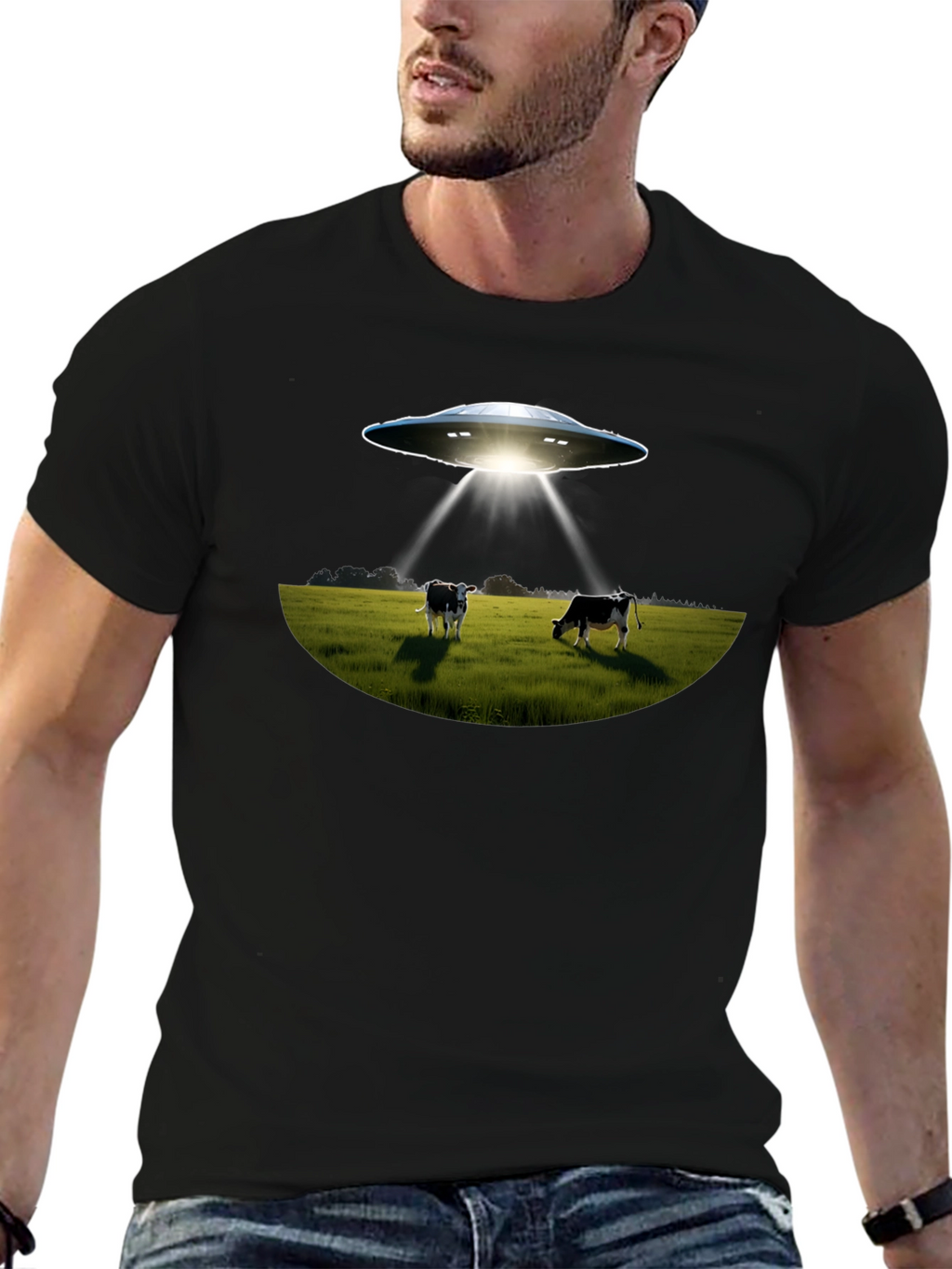 UFO Abduction Cows Graphic T-Shirt