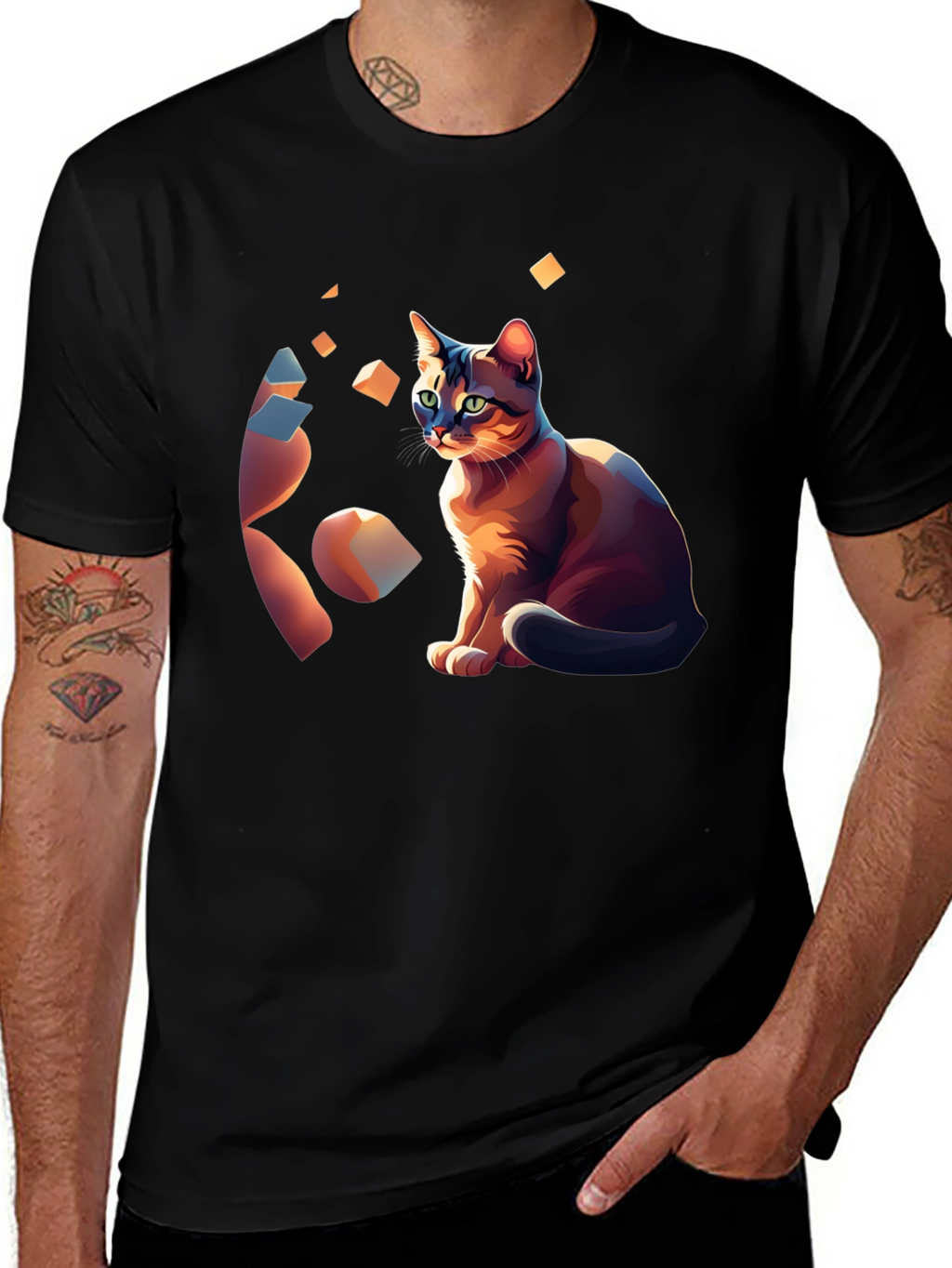 Abstract Cat Art Graphic Tee - Stylish Unisex Shirt