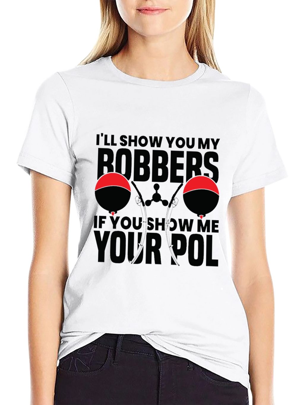 Bobbers and Pole Black Graphic T-Shirt