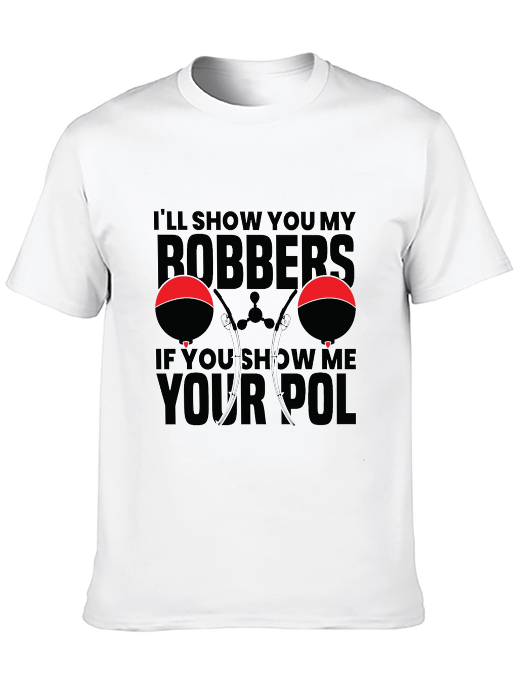 Bobbers and Pole Black Graphic T-Shirt