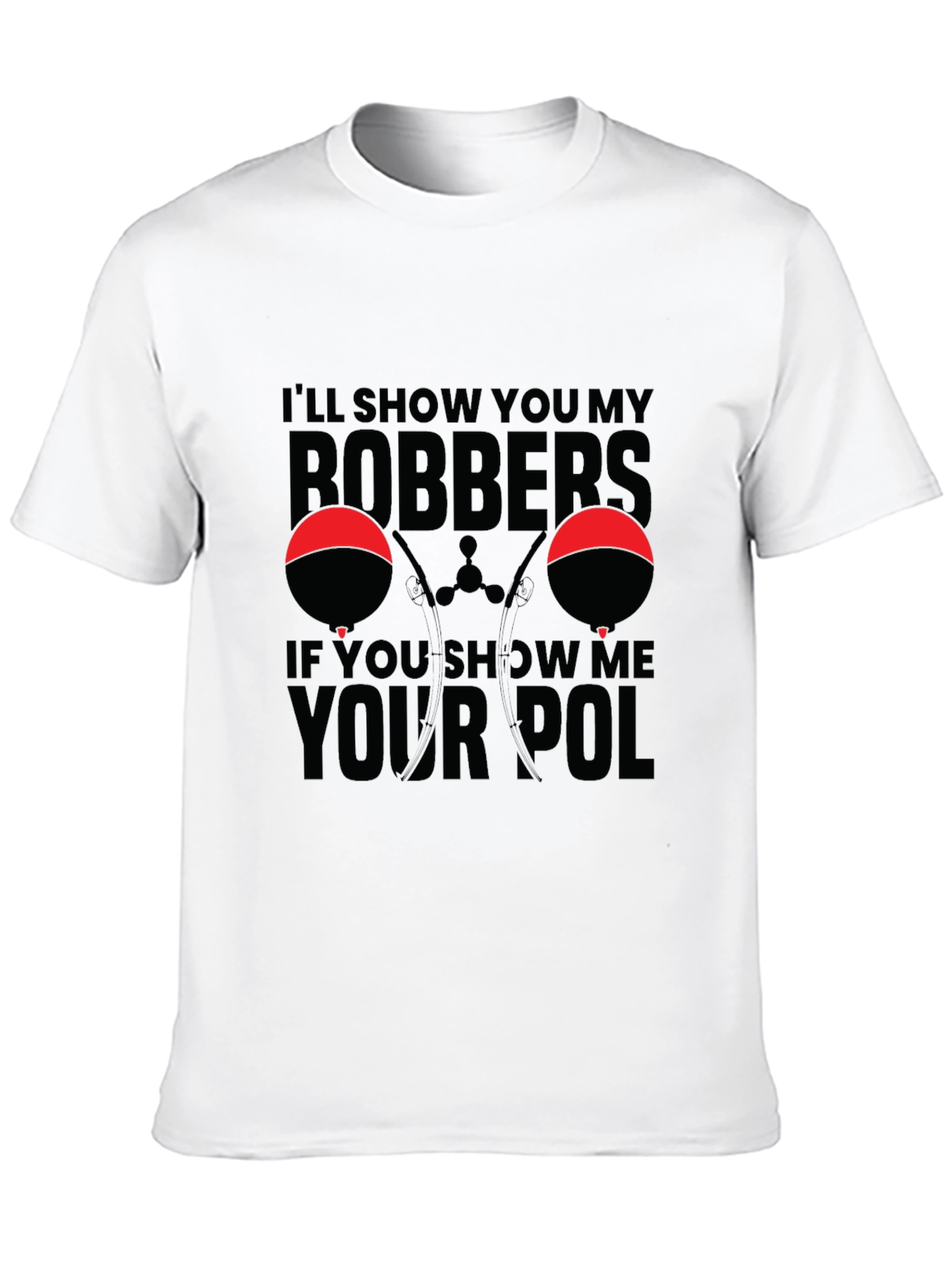 Bobbers and Pole Black Graphic T-Shirt