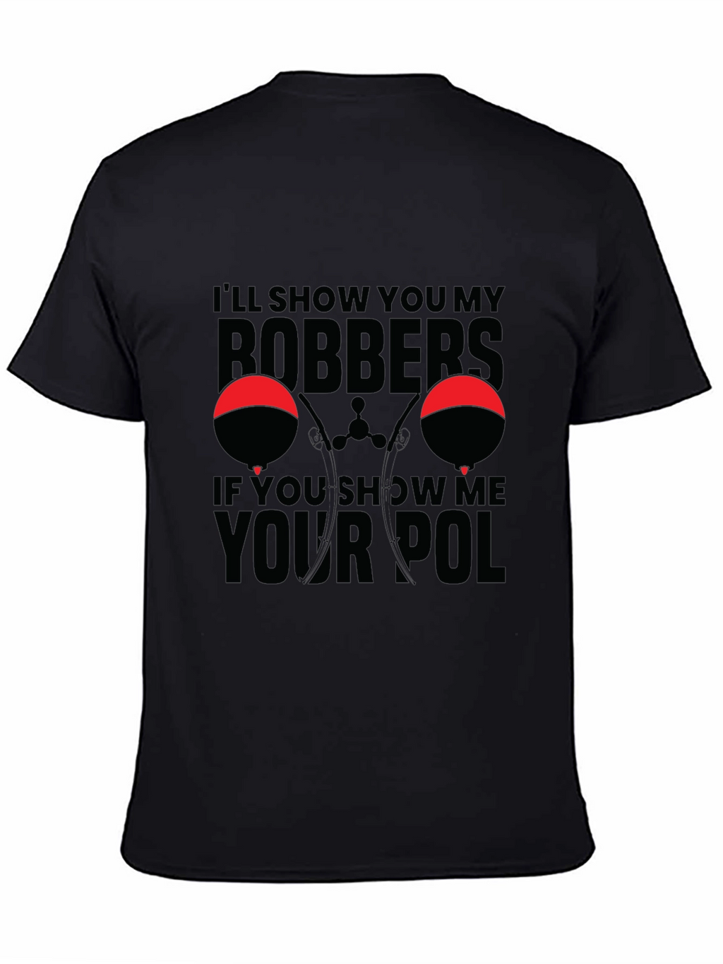 Bobbers and Pole Black Graphic T-Shirt