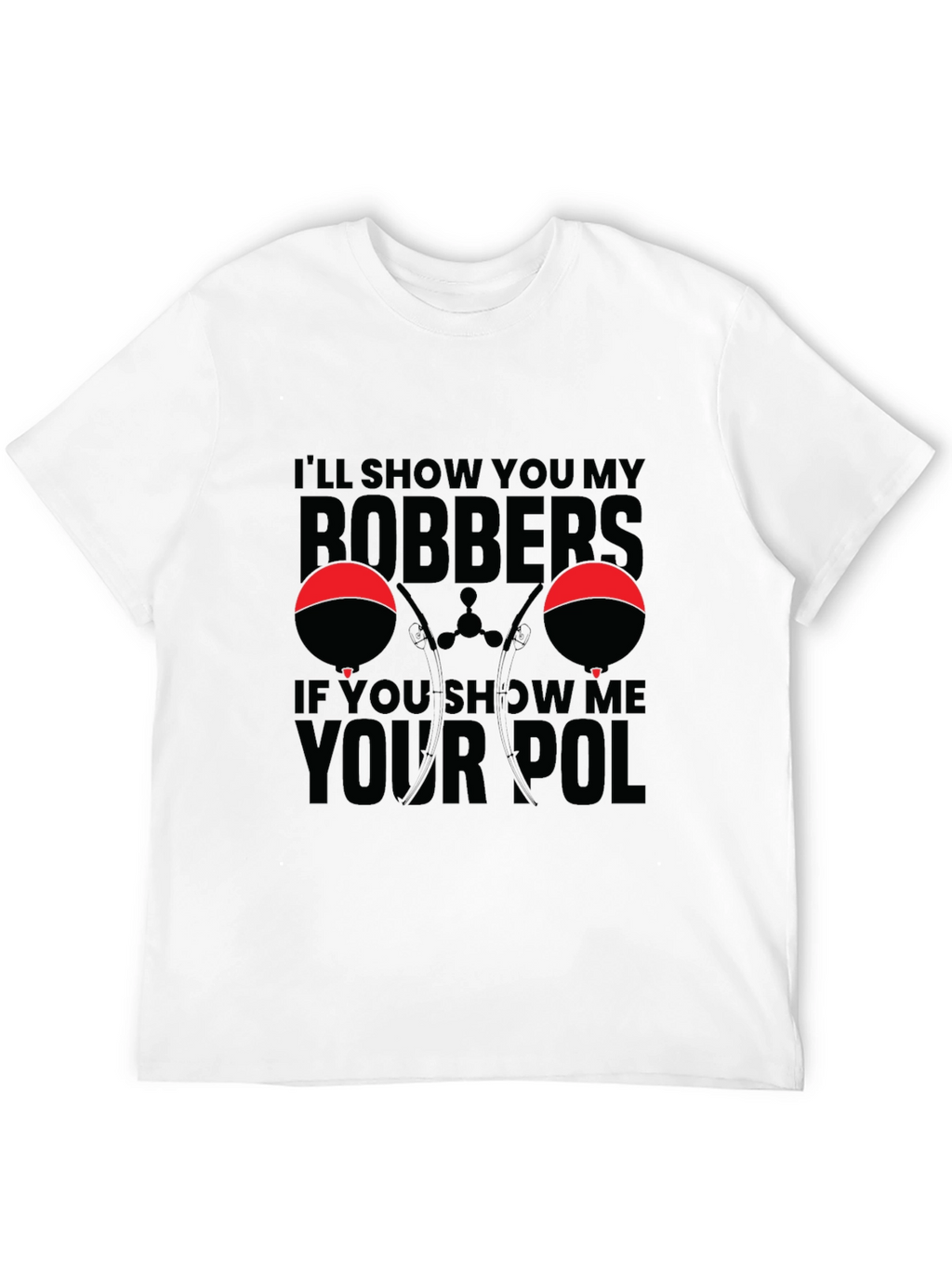 Bobbers and Pole Black Graphic T-Shirt