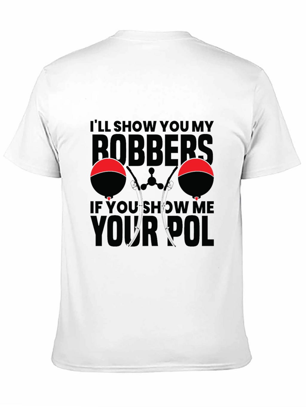 Bobbers and Pole Black Graphic T-Shirt
