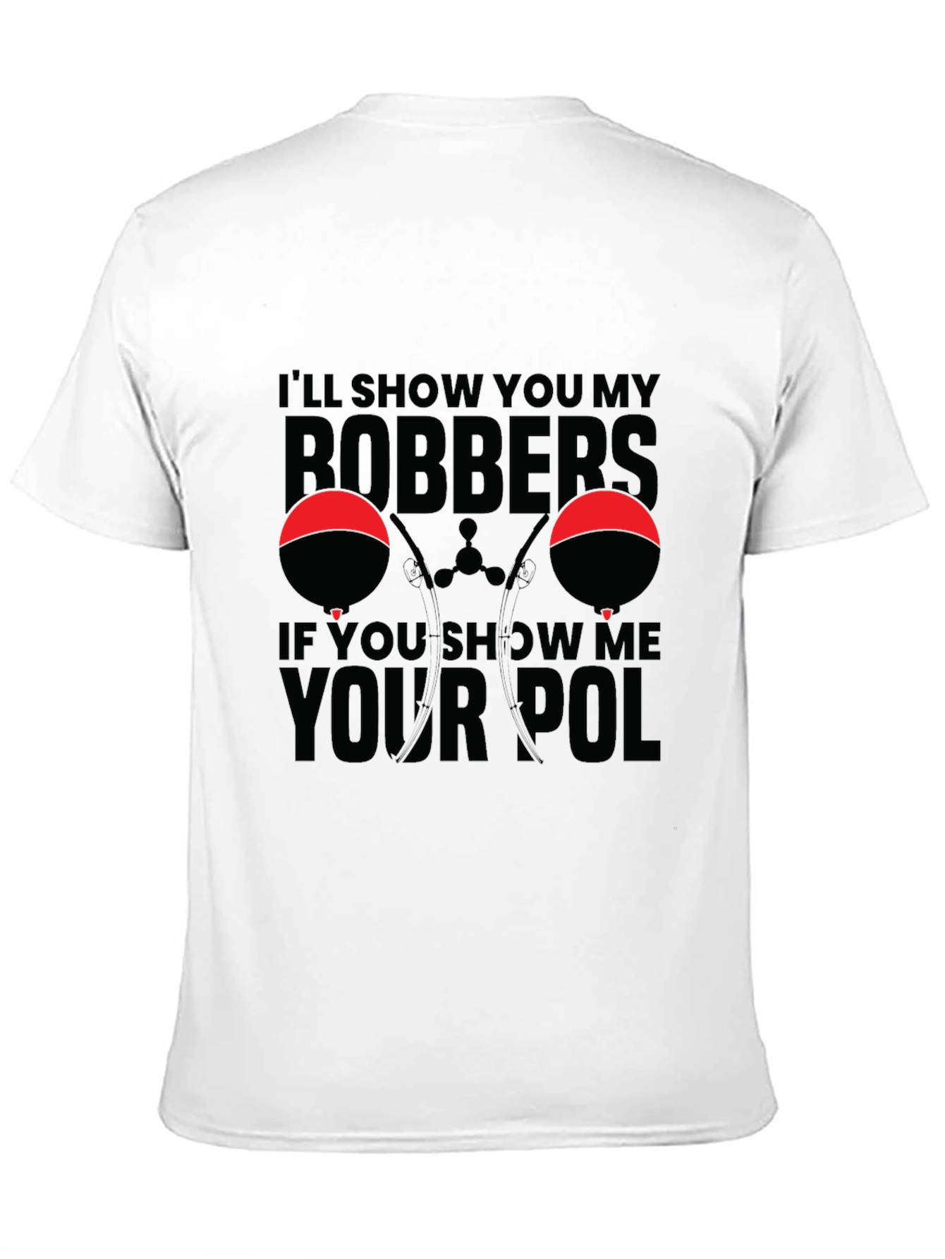Bobbers and Pole Black Graphic T-Shirt