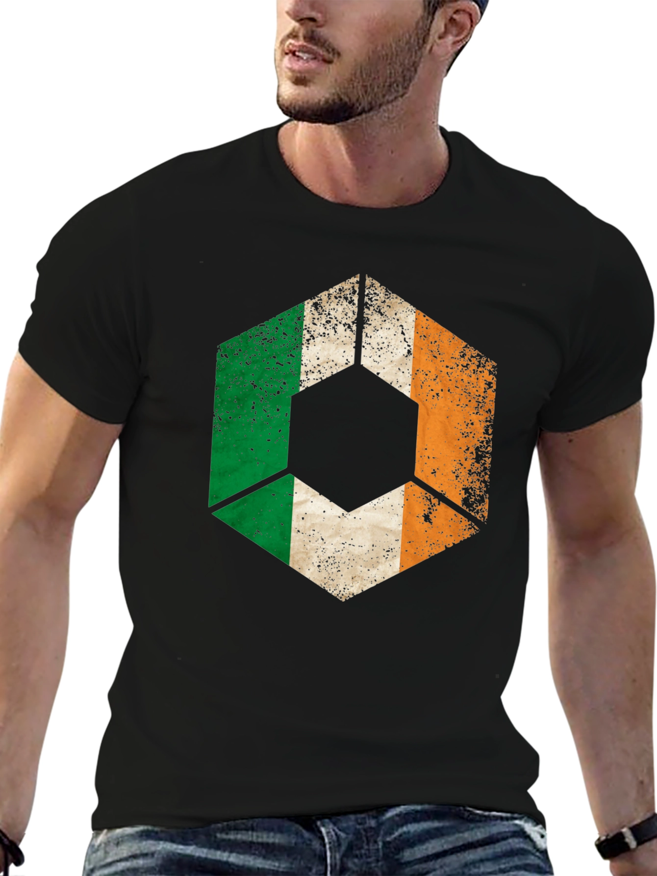 Ireland Flag Geometric T-Shirt - Distressed Graphic Tee