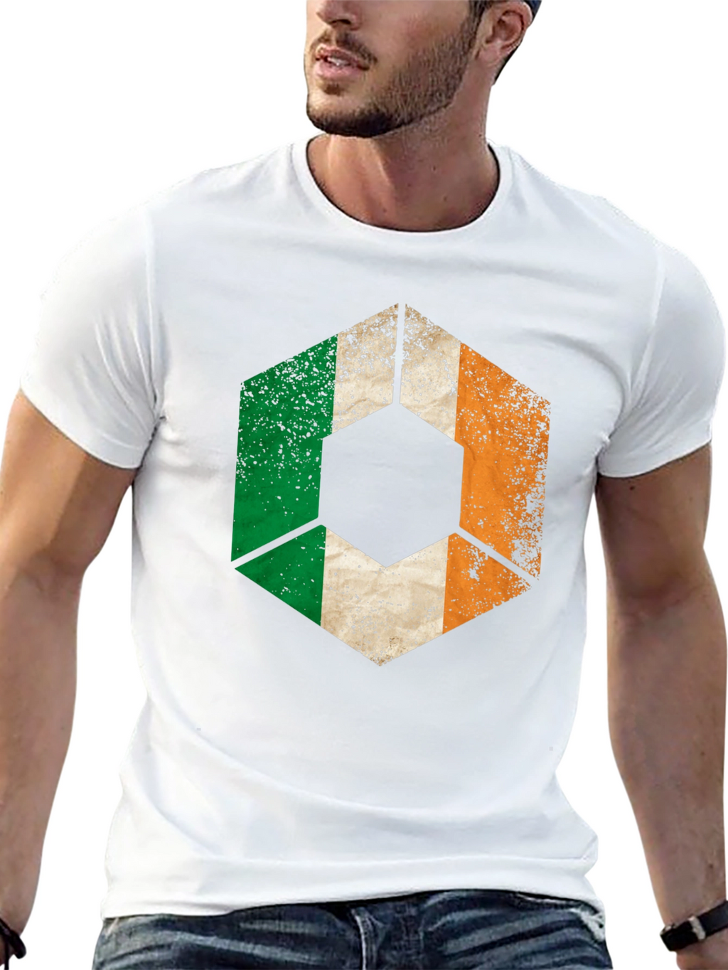 Ireland Flag Geometric T-Shirt - Distressed Graphic Tee