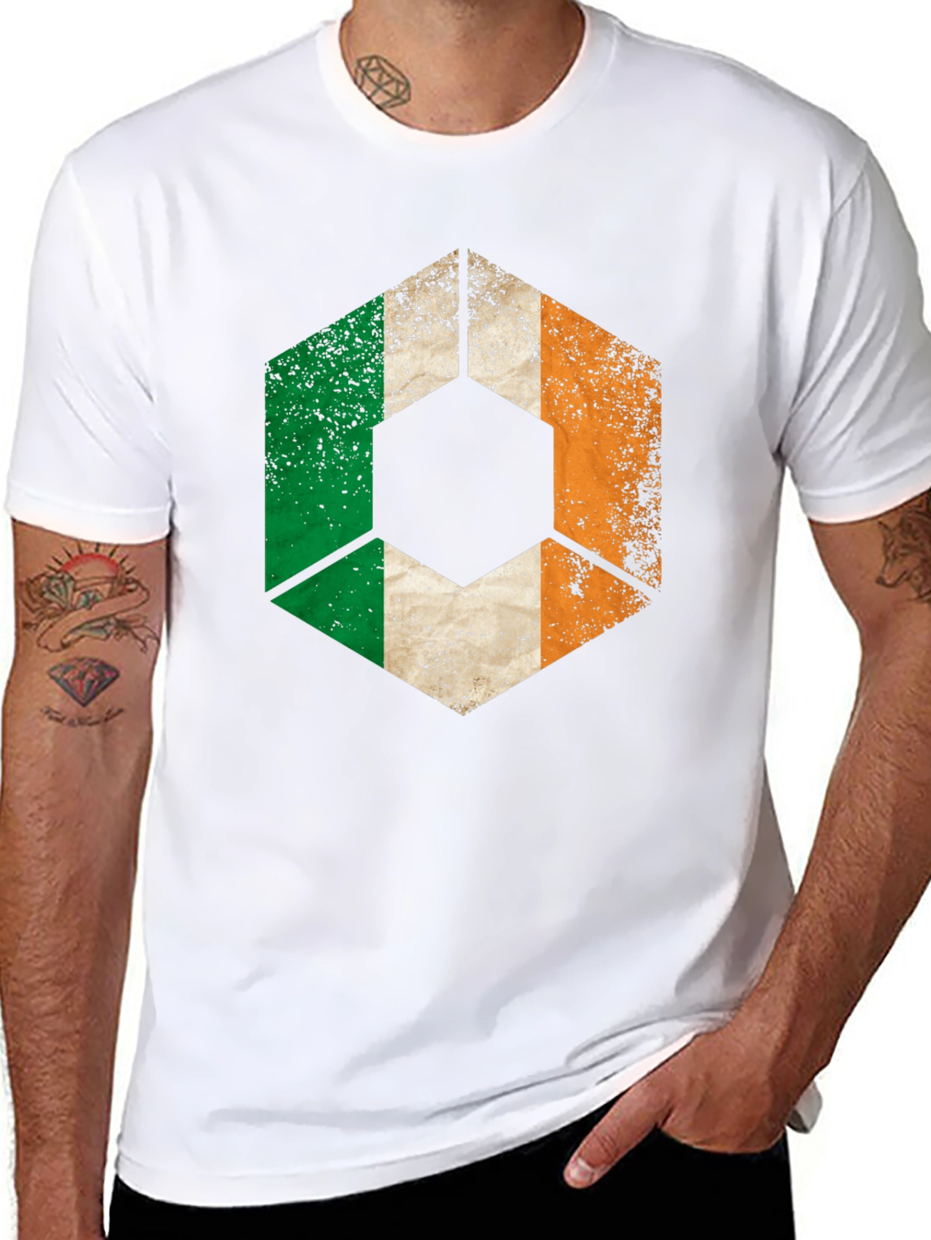 Ireland Flag Geometric T-Shirt - Distressed Graphic Tee
