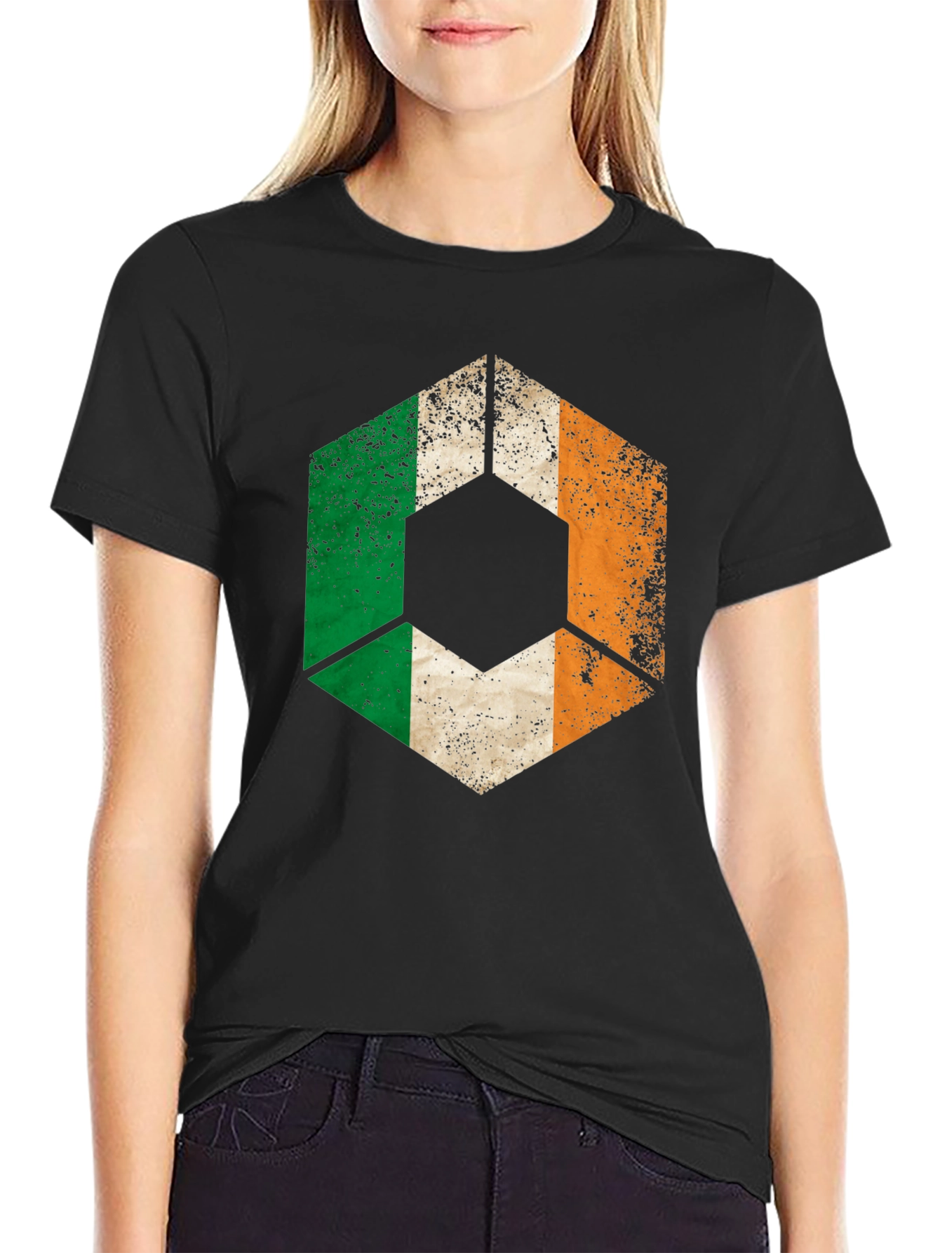 Ireland Flag Geometric T-Shirt - Distressed Graphic Tee