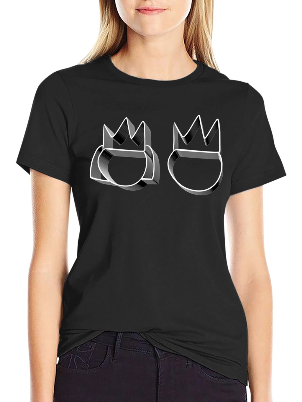 Graphic Black T-Shirt with Crown Design