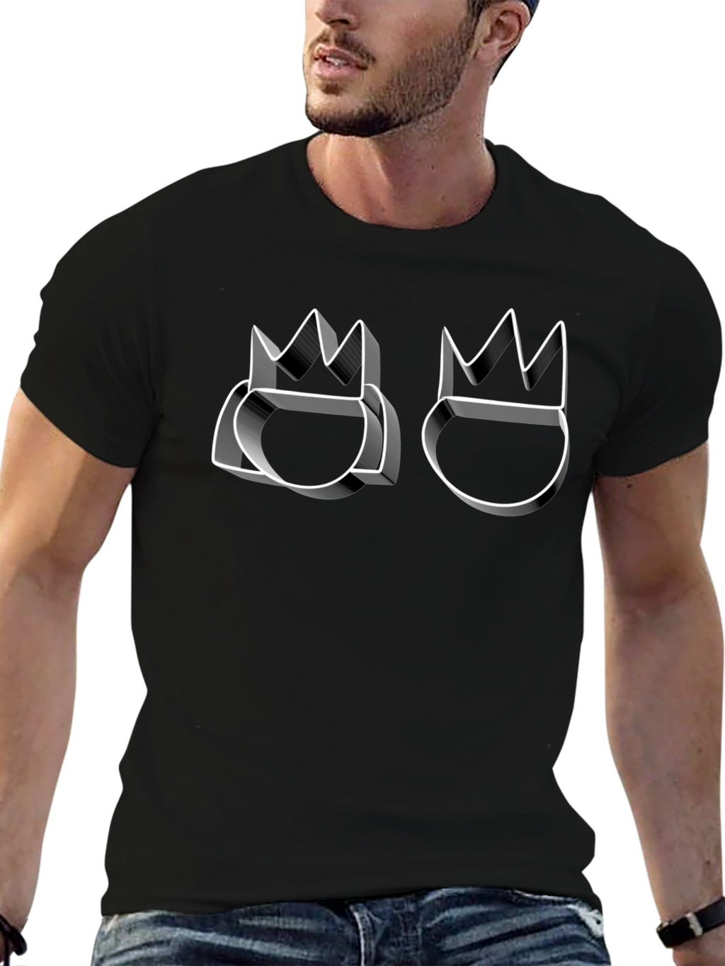 Graphic Black T-Shirt with Crown Design