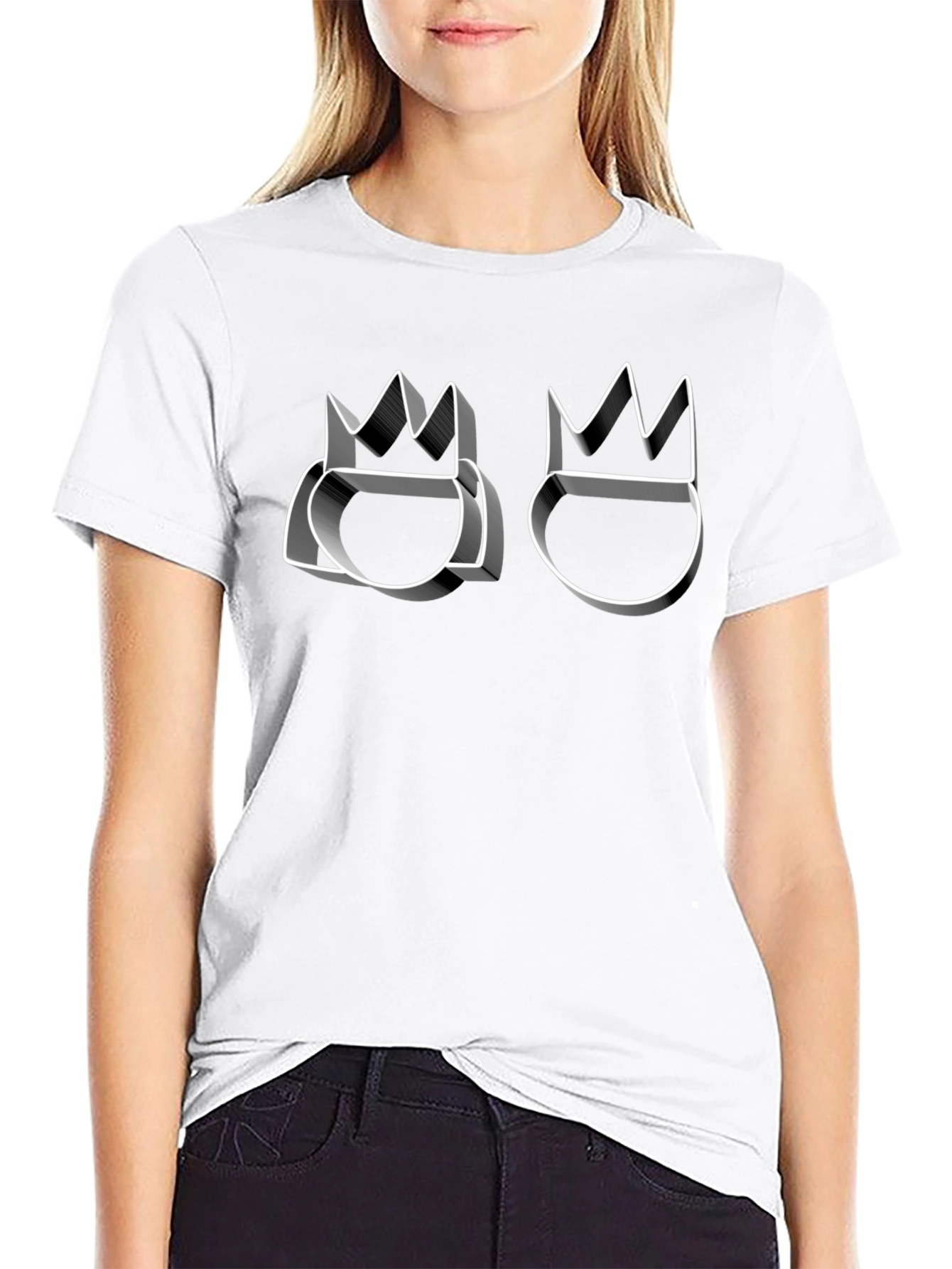 Graphic Black T-Shirt with Crown Design