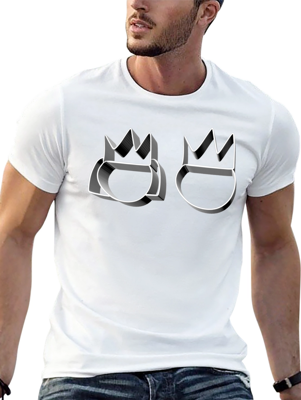 Graphic Black T-Shirt with Crown Design