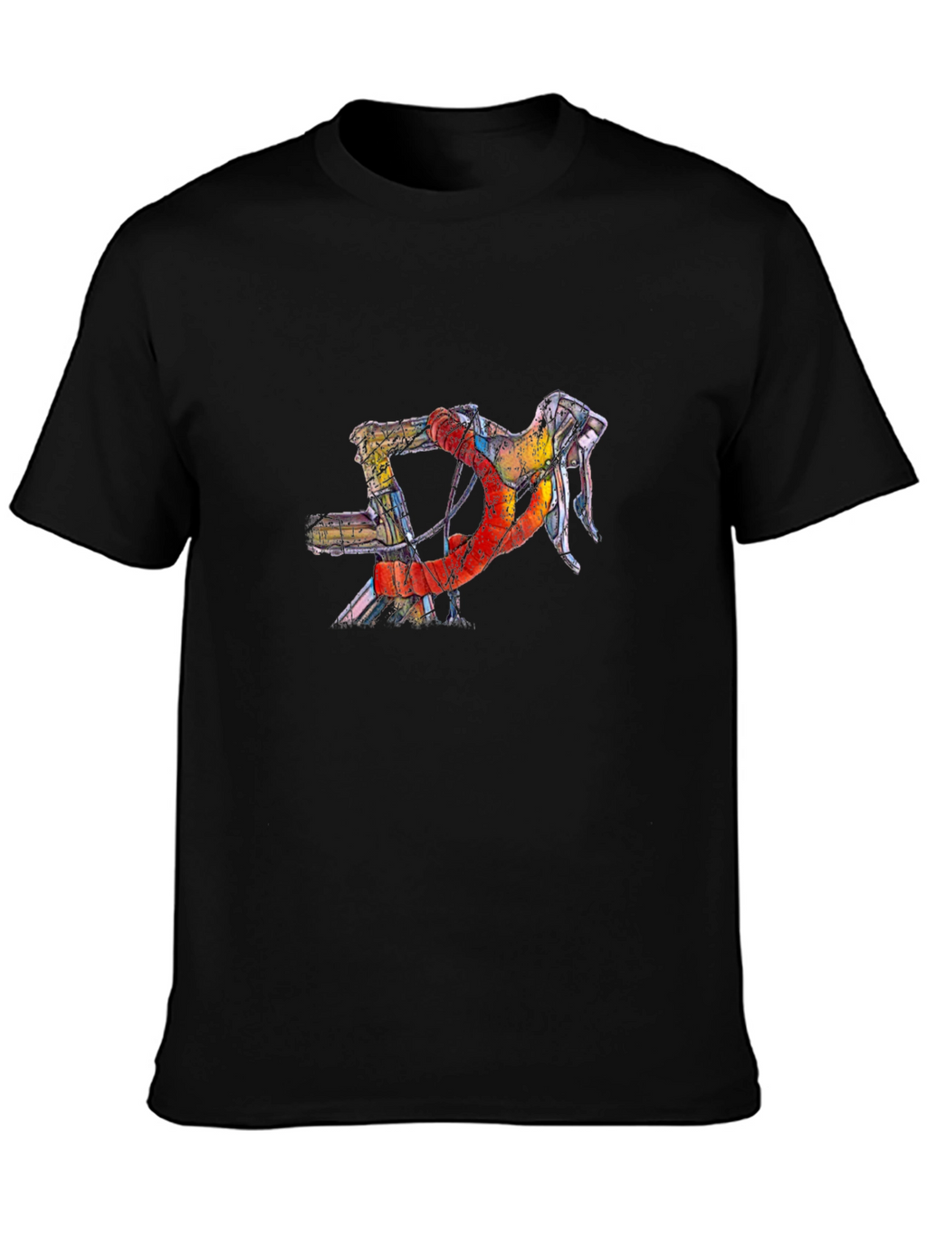 Abstract Bicycle Handlebar Graphic Tee - Black