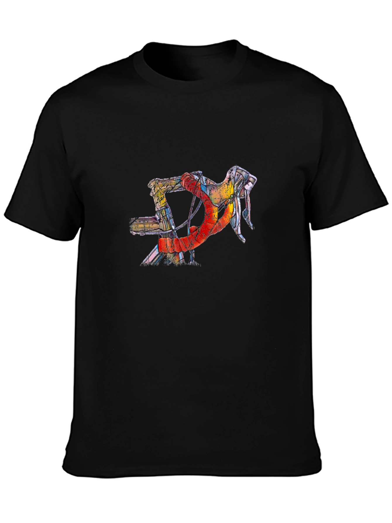 Abstract Bicycle Handlebar Graphic Tee - Black