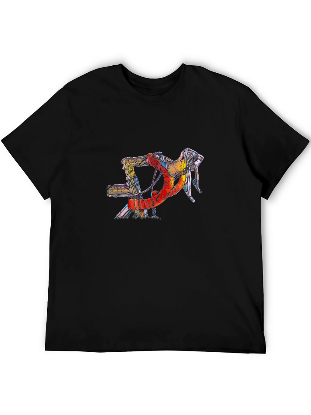 Abstract Bicycle Handlebar Graphic Tee - Black