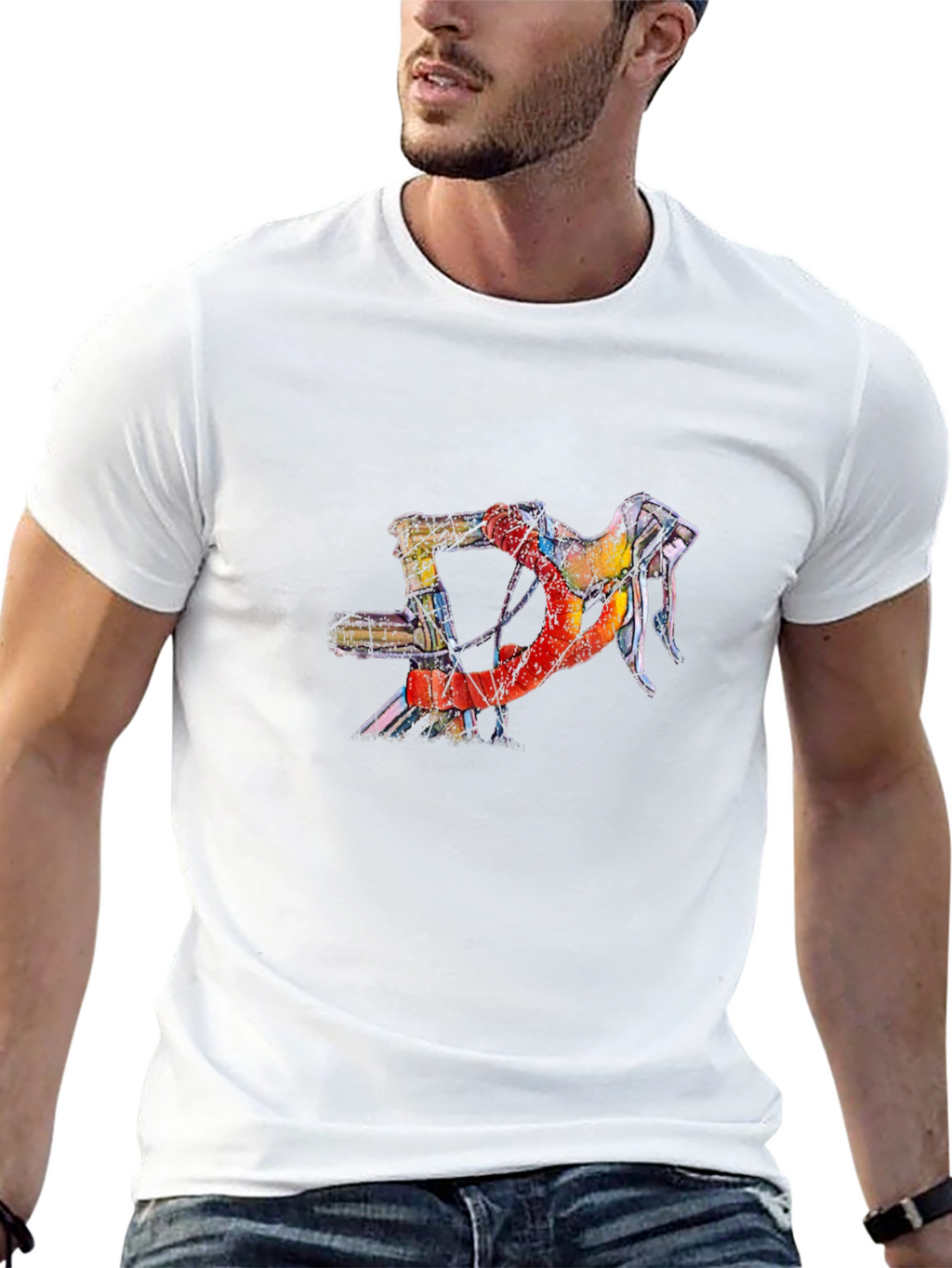 Abstract Bicycle Handlebar Graphic Tee - Black