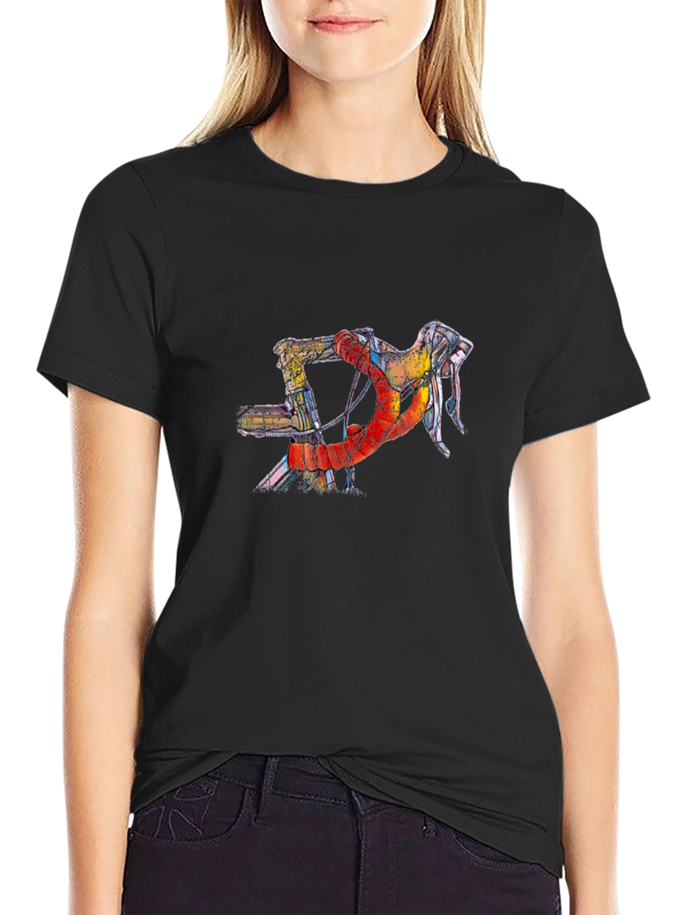 Abstract Bicycle Handlebar Graphic Tee - Black