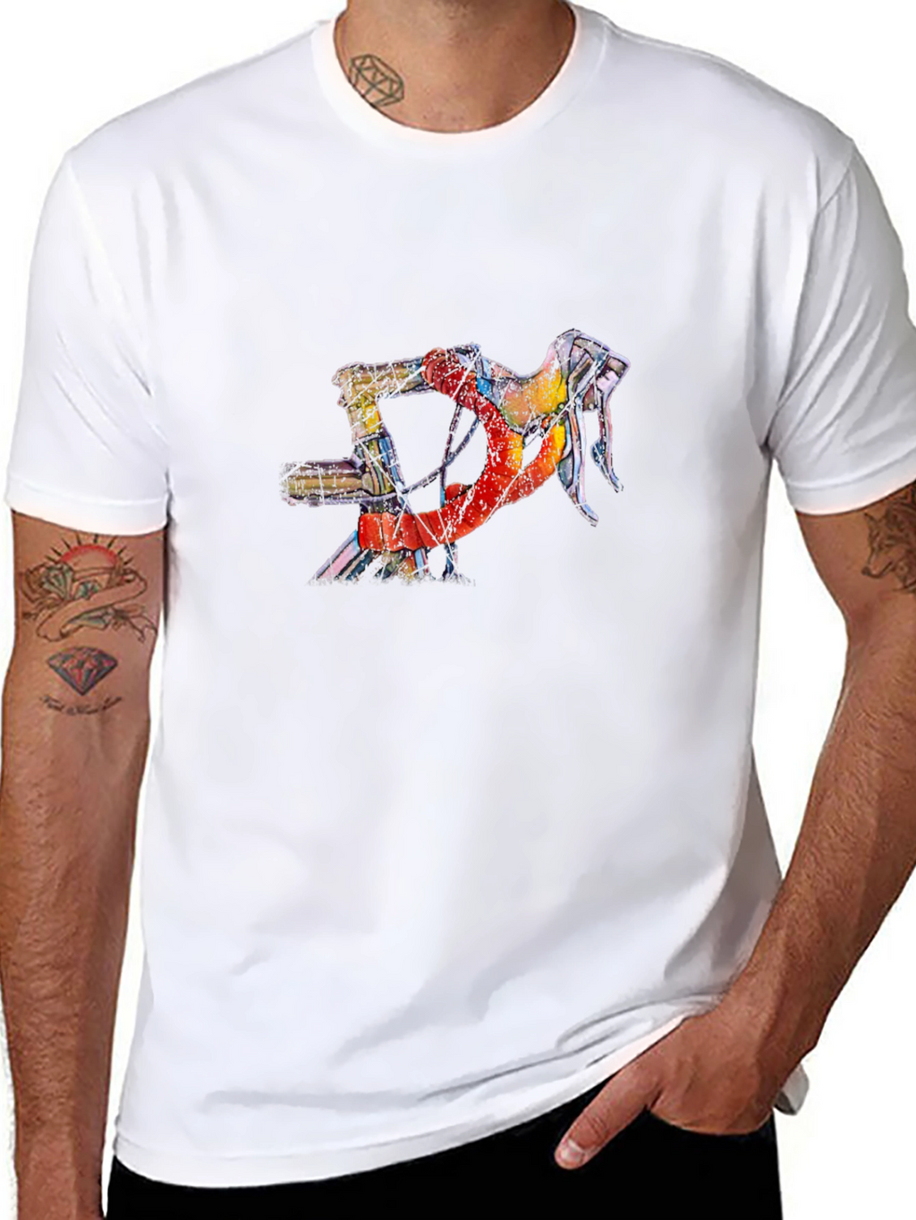 Abstract Bicycle Handlebar Graphic Tee - Black