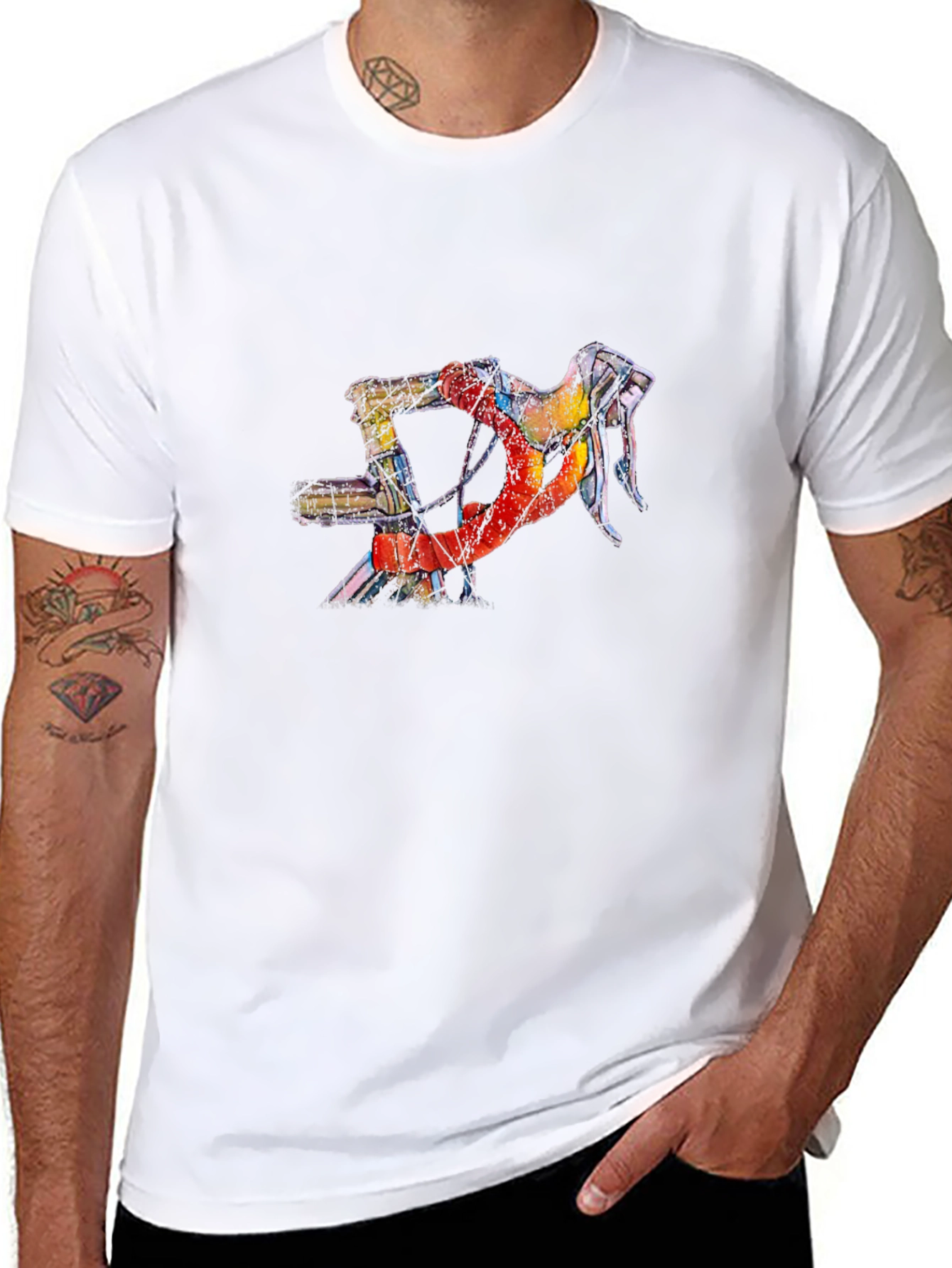 Abstract Bicycle Handlebar Graphic Tee - Black