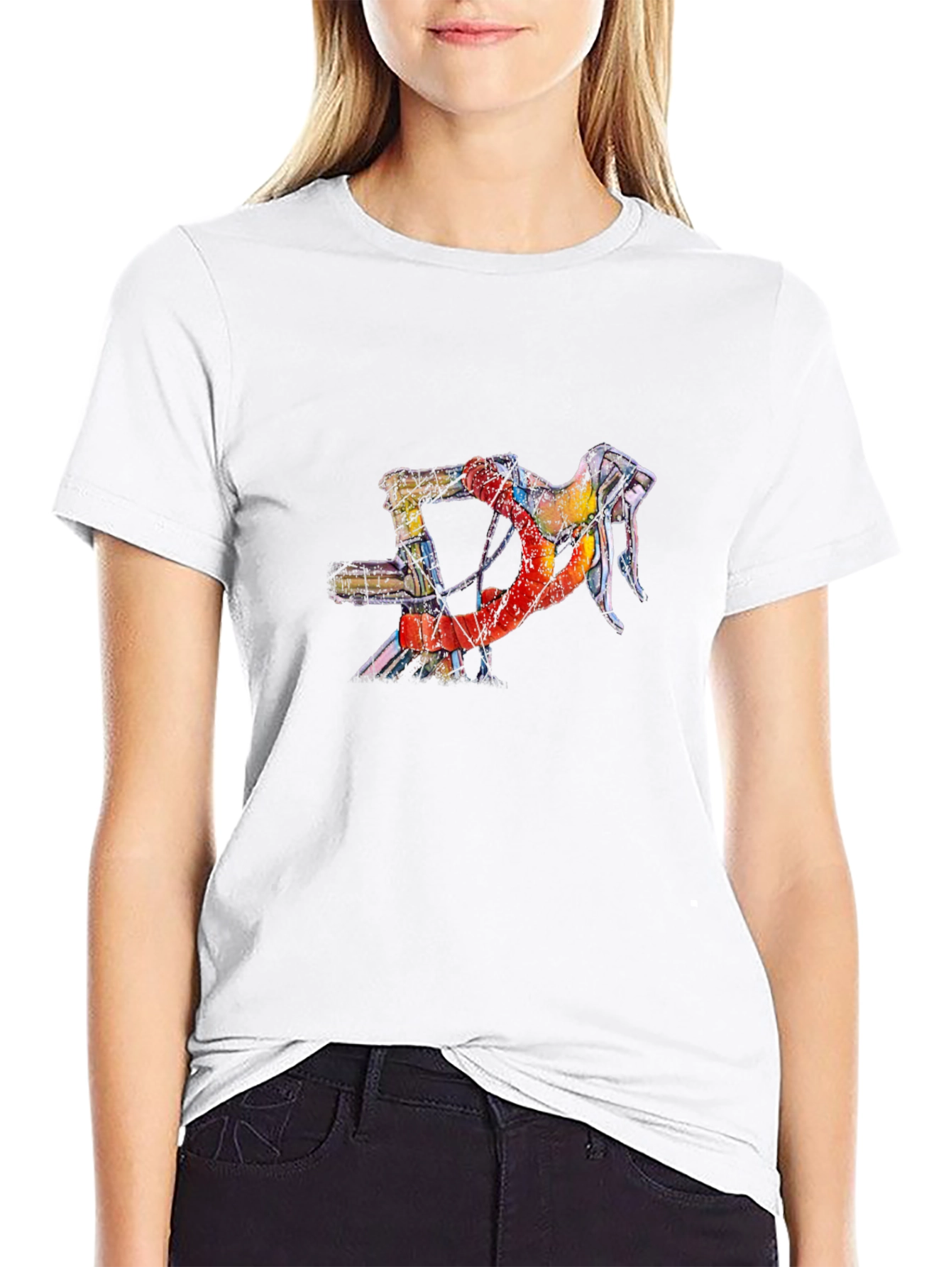 Abstract Bicycle Handlebar Graphic Tee - Black