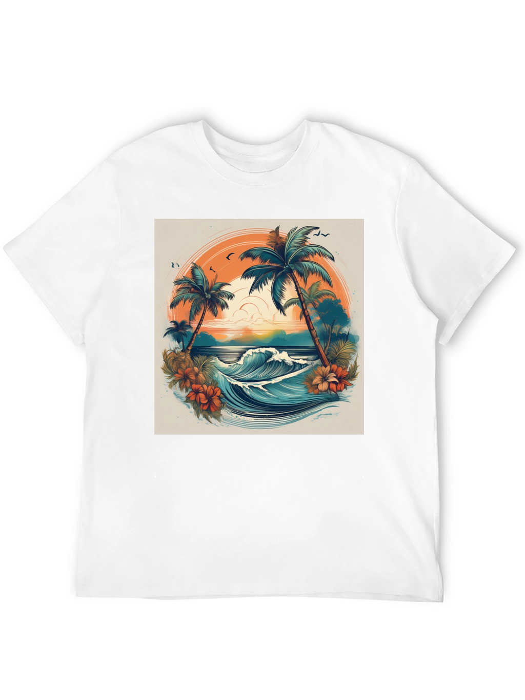 Tropical Paradise Graphic Tee - Beach Vibes