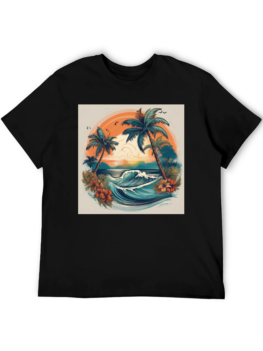 Tropical Paradise Graphic Tee - Beach Vibes