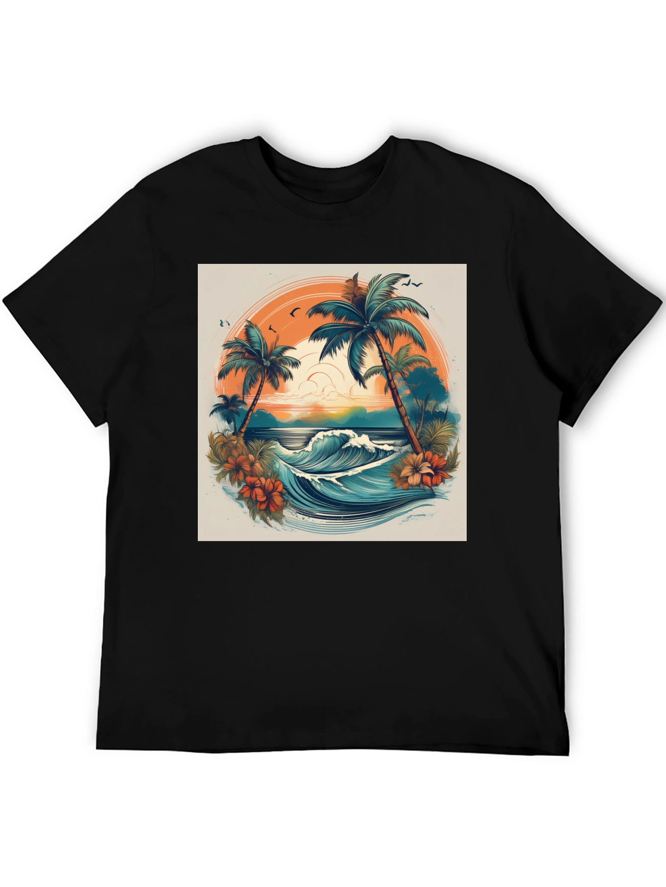 Tropical Paradise Graphic Tee - Beach Vibes