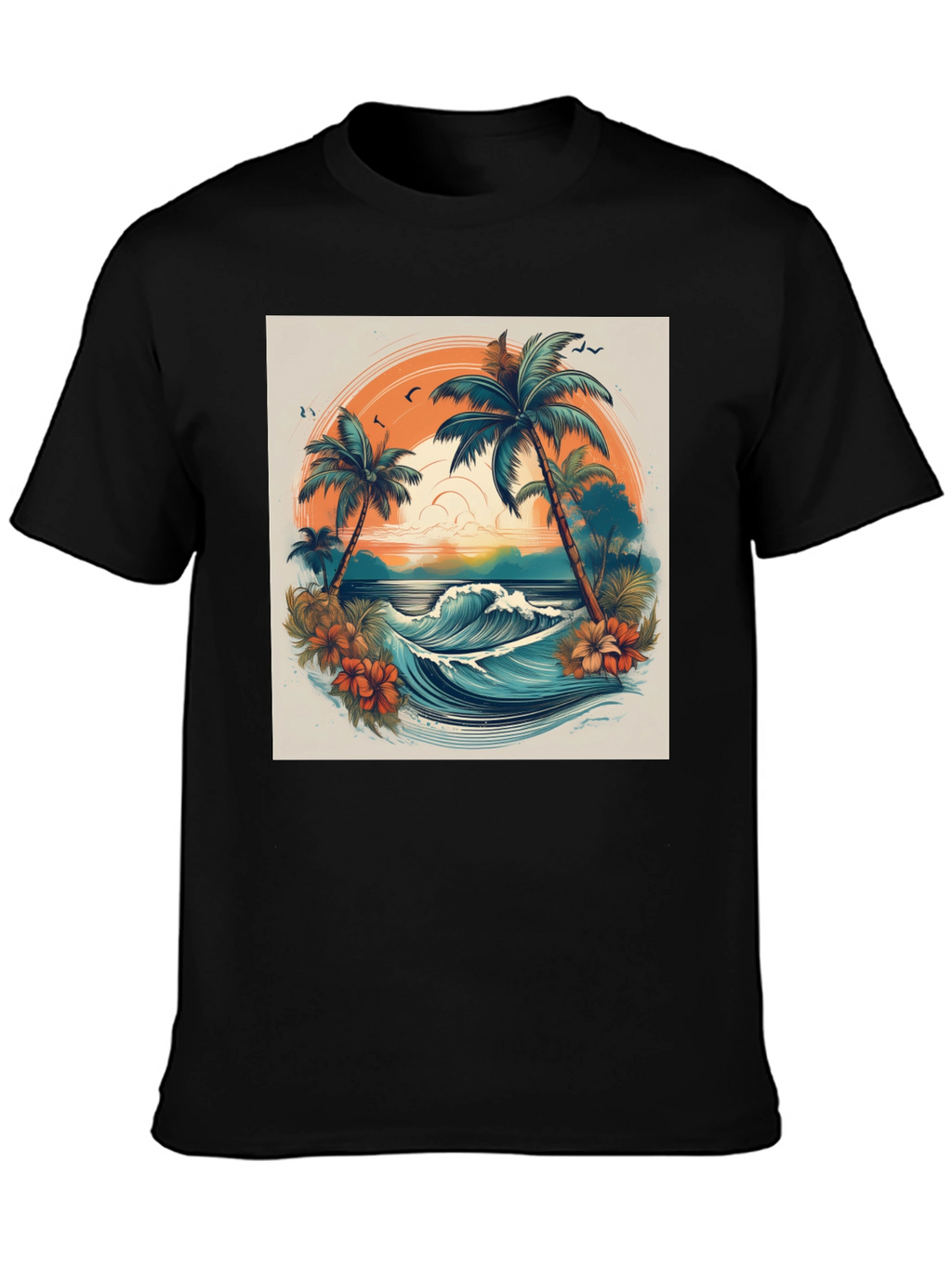 Tropical Paradise Graphic Tee - Beach Vibes
