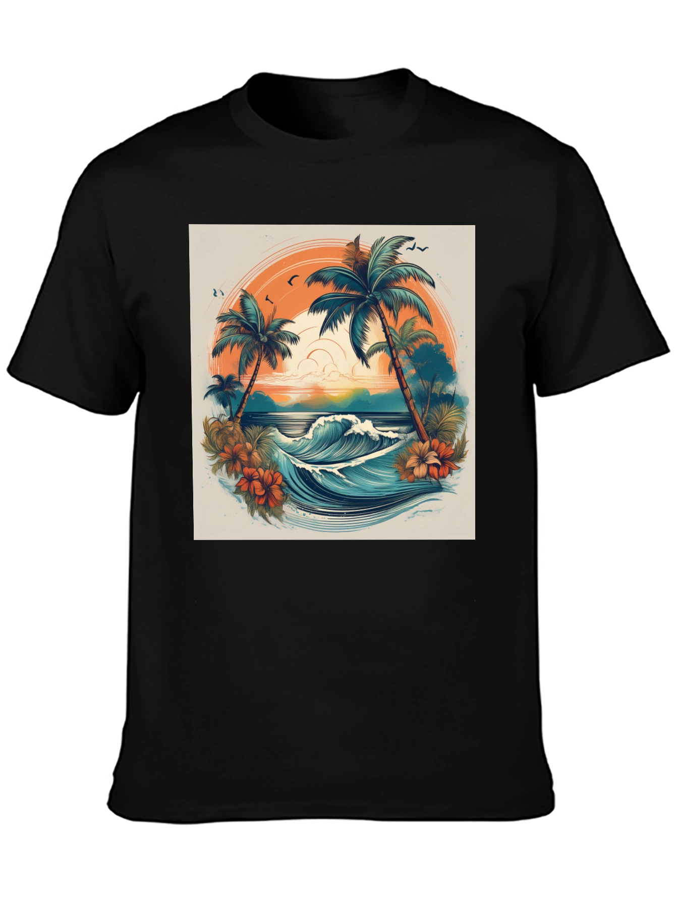 Tropical Paradise Graphic Tee - Beach Vibes