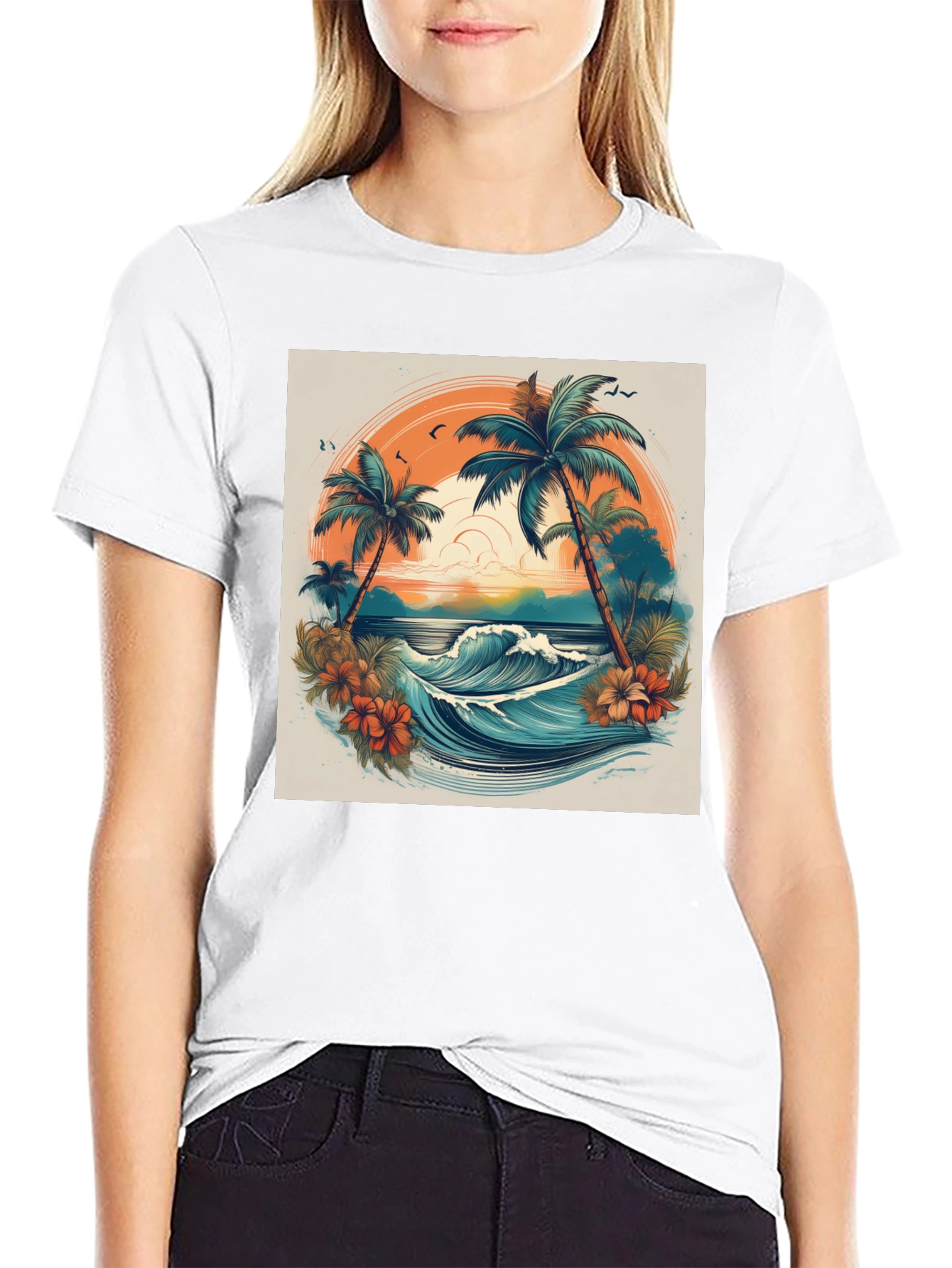 Tropical Paradise Graphic Tee - Beach Vibes