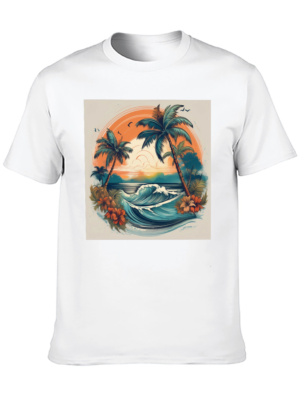 Tropical Paradise Graphic Tee - Beach Vibes