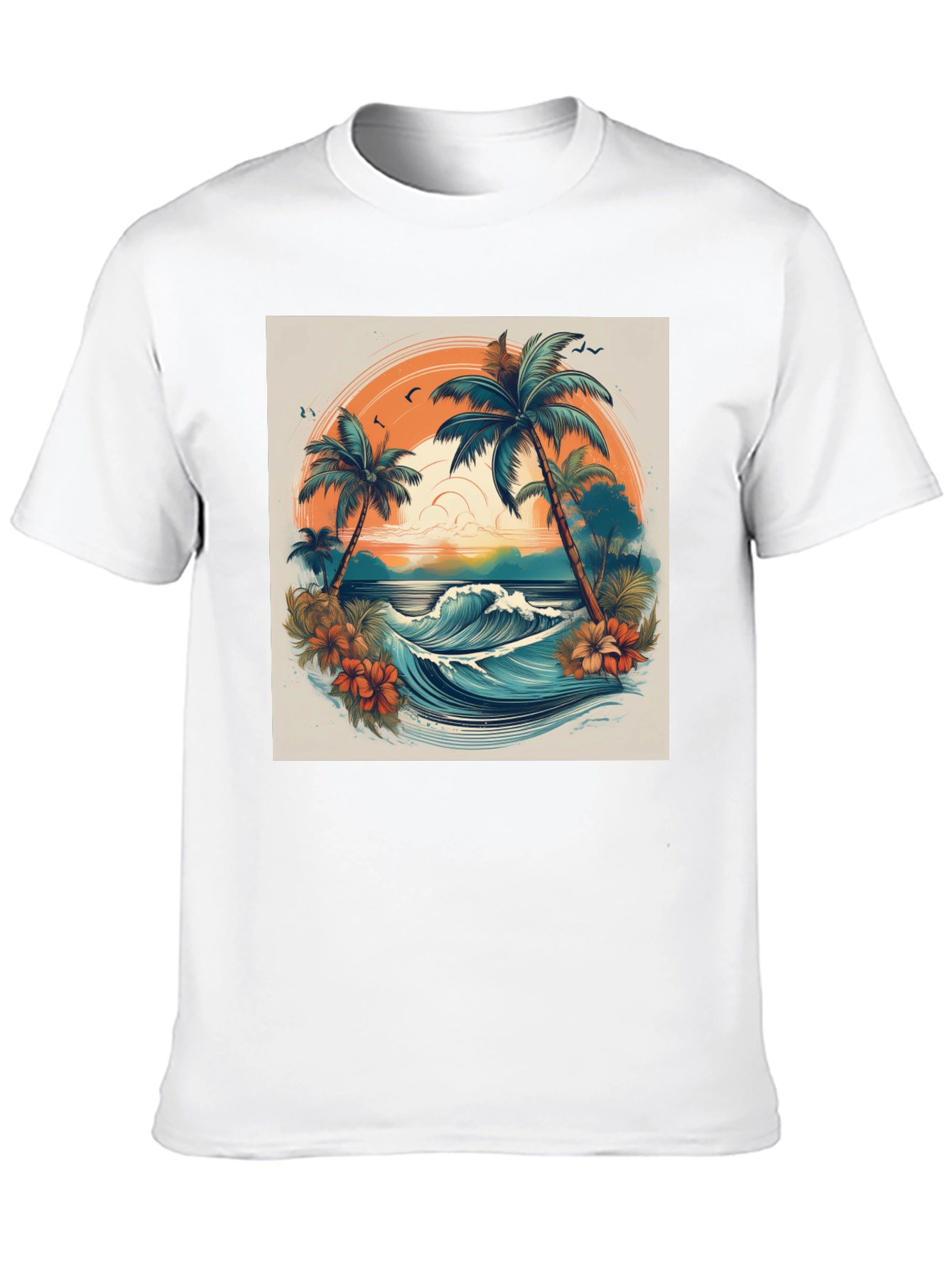 Tropical Paradise Graphic Tee - Beach Vibes